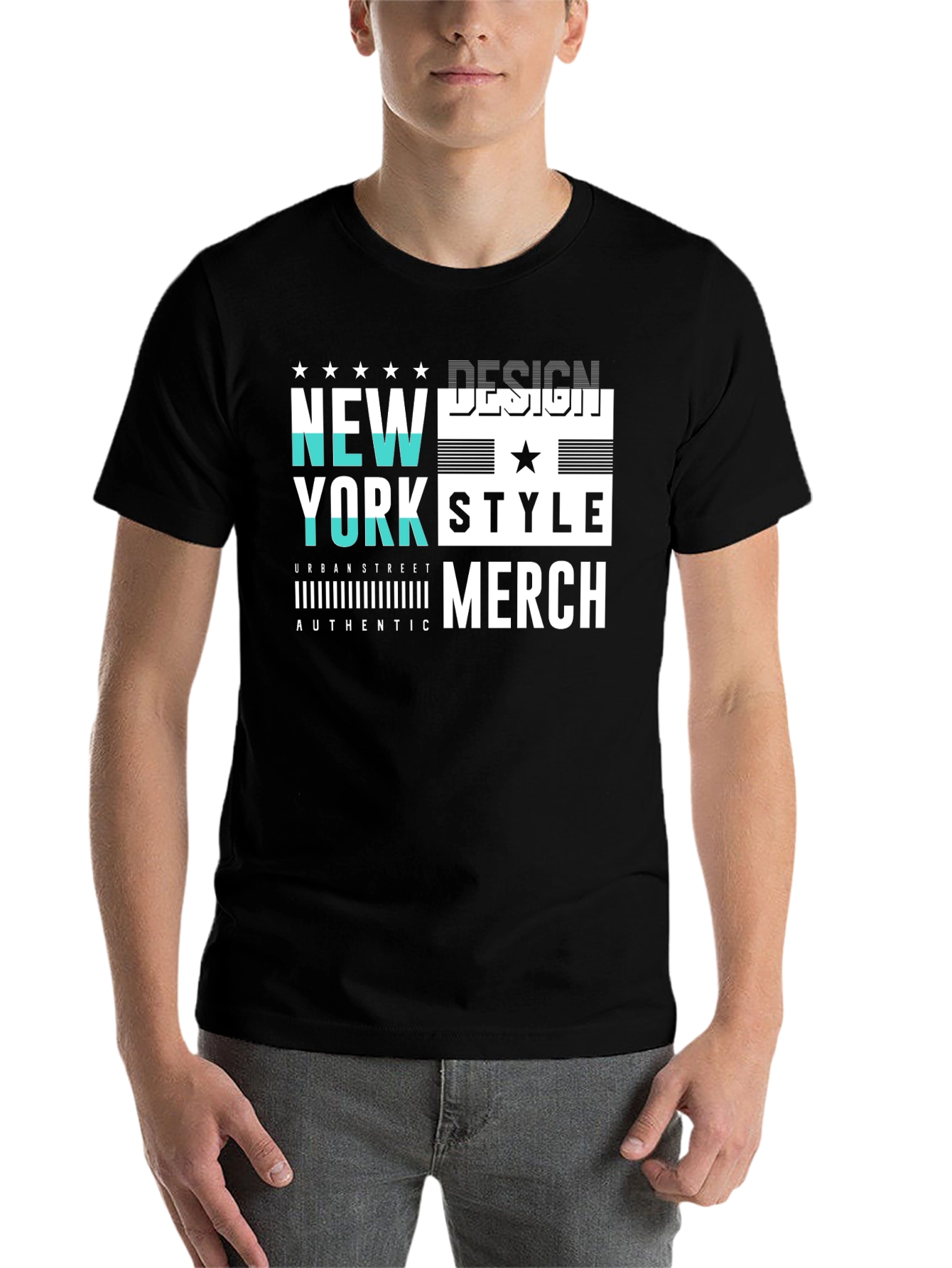 Black New York Style Graphic Print Black T-Shirt view 7