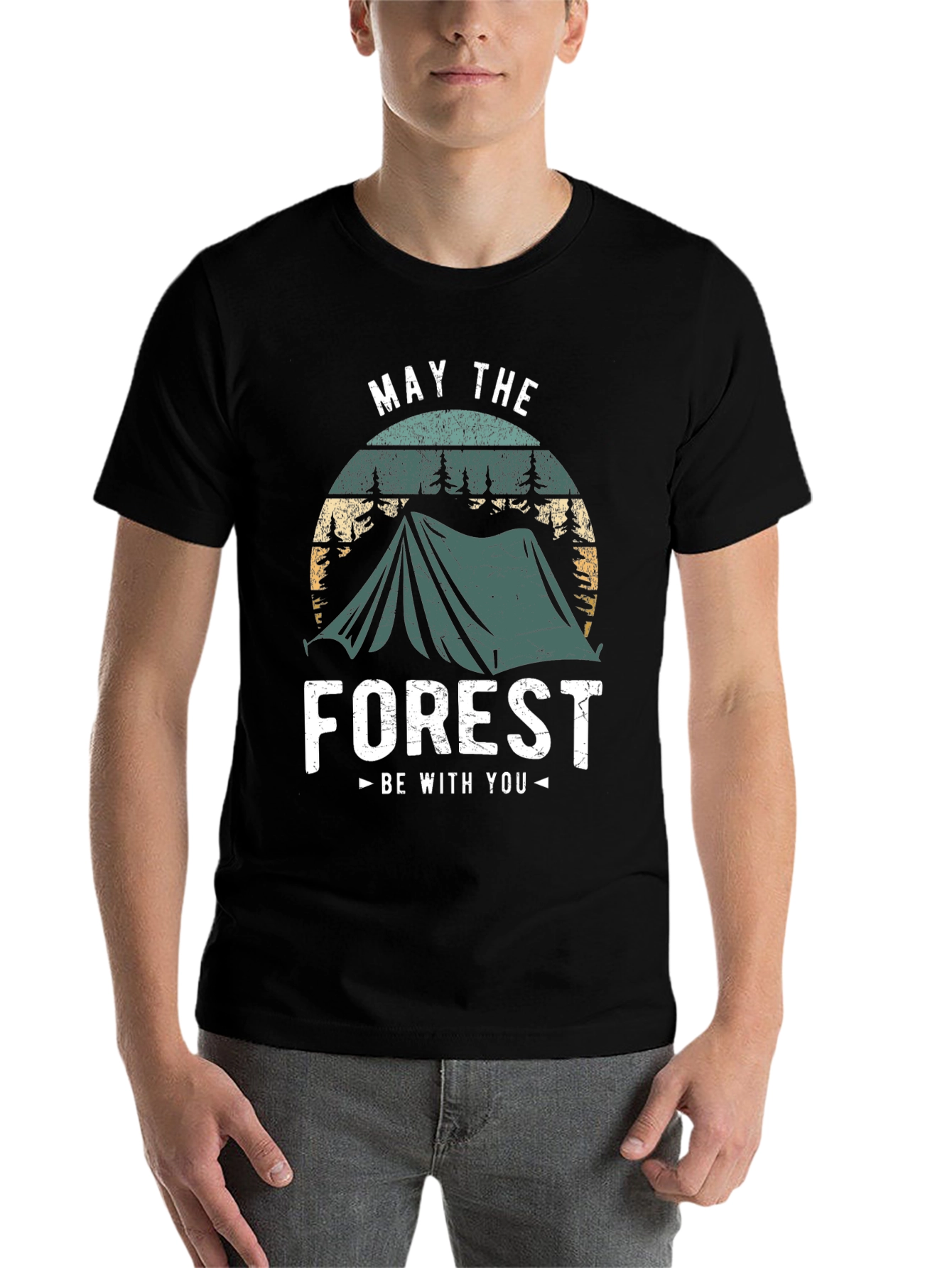 Black May The Forest Be With You Camping T-Shirt view 7