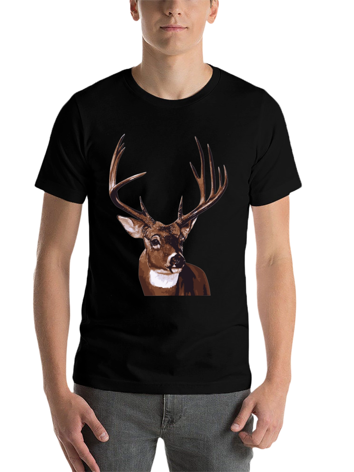 Black Deer Graphic Tee - Men's Black T-Shirt view 7