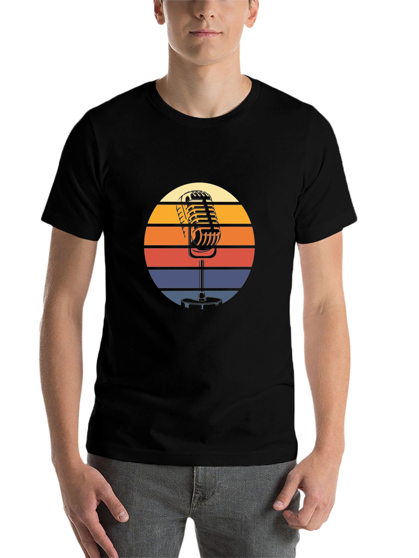 Black Retro Microphone T-Shirt - Vintage Style Graphic Tee view 7