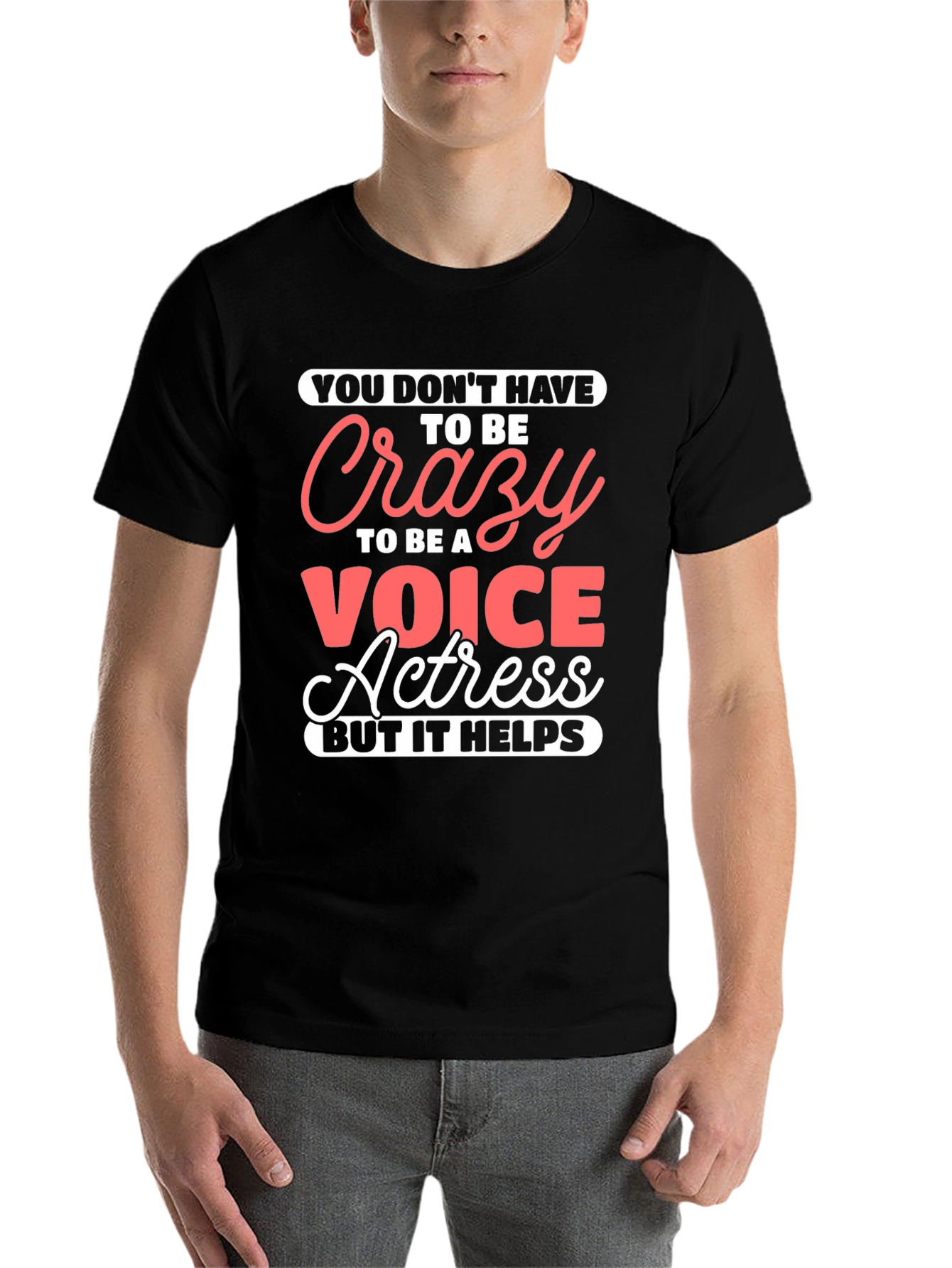 Black Crazy Voice Actress Graphic Tee view 7