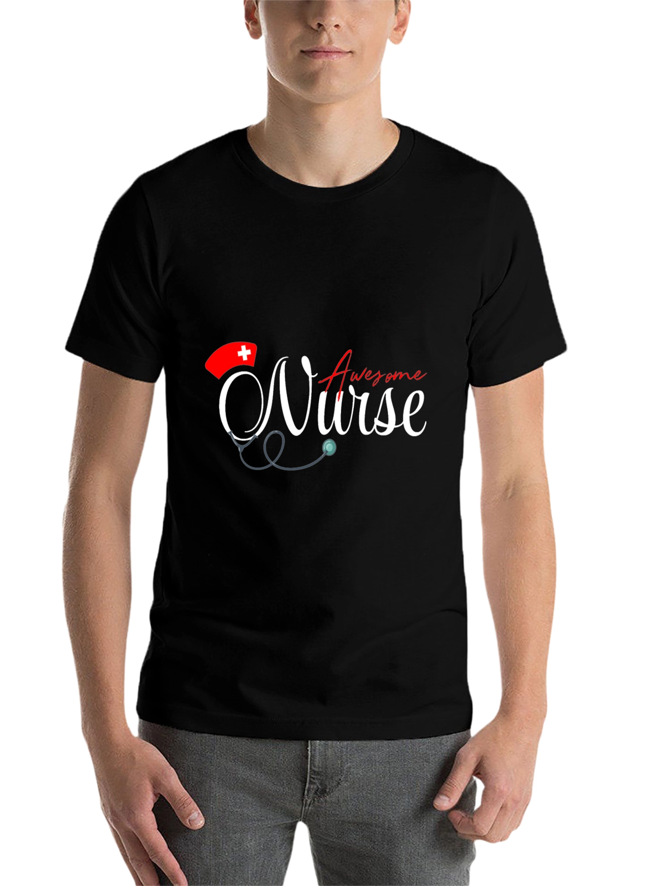 Black Awesome Nurse T-Shirt - Stylish Graphic Tee for Nurses view 7