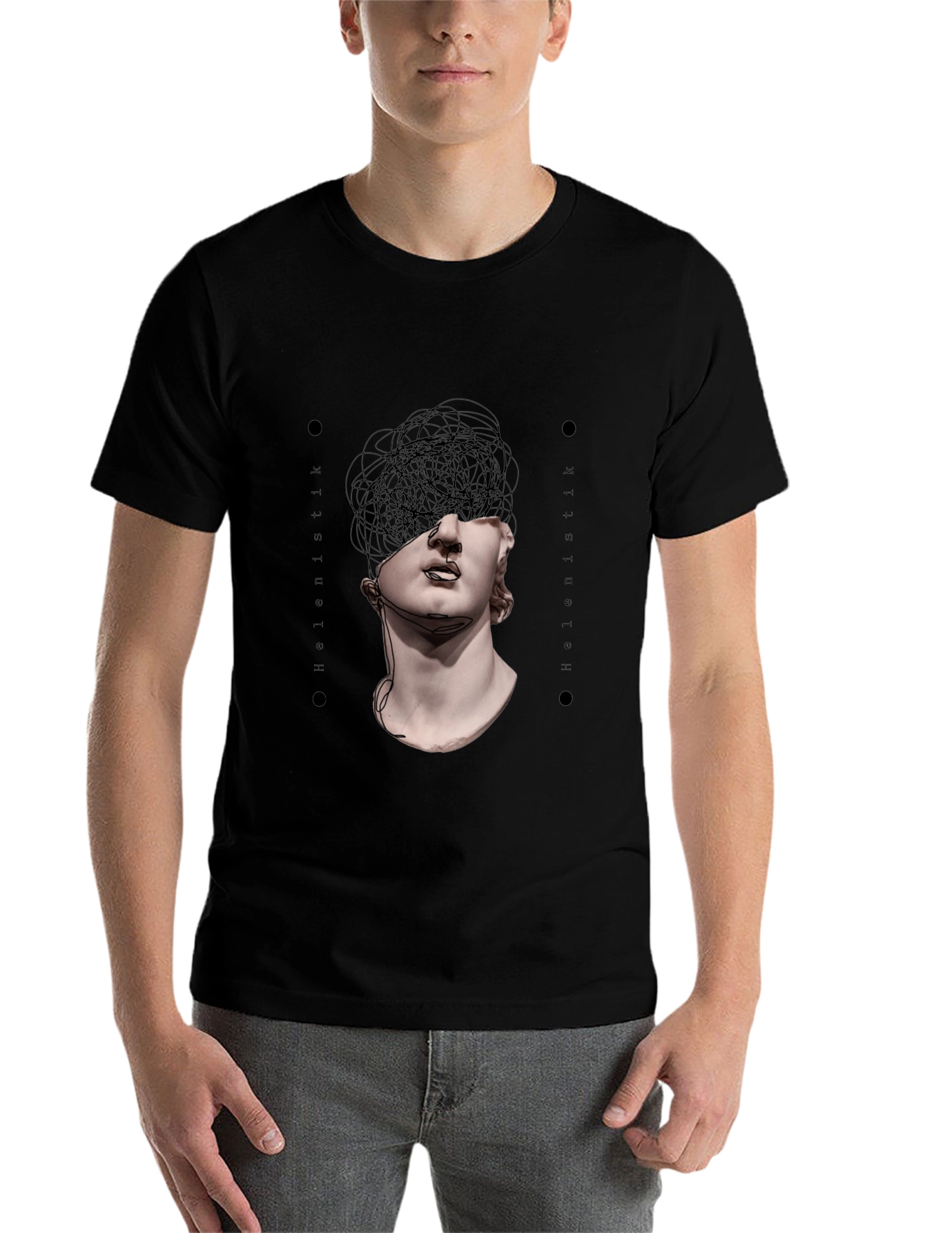 Black Abstract Sculpture Graphic Tee view 7
