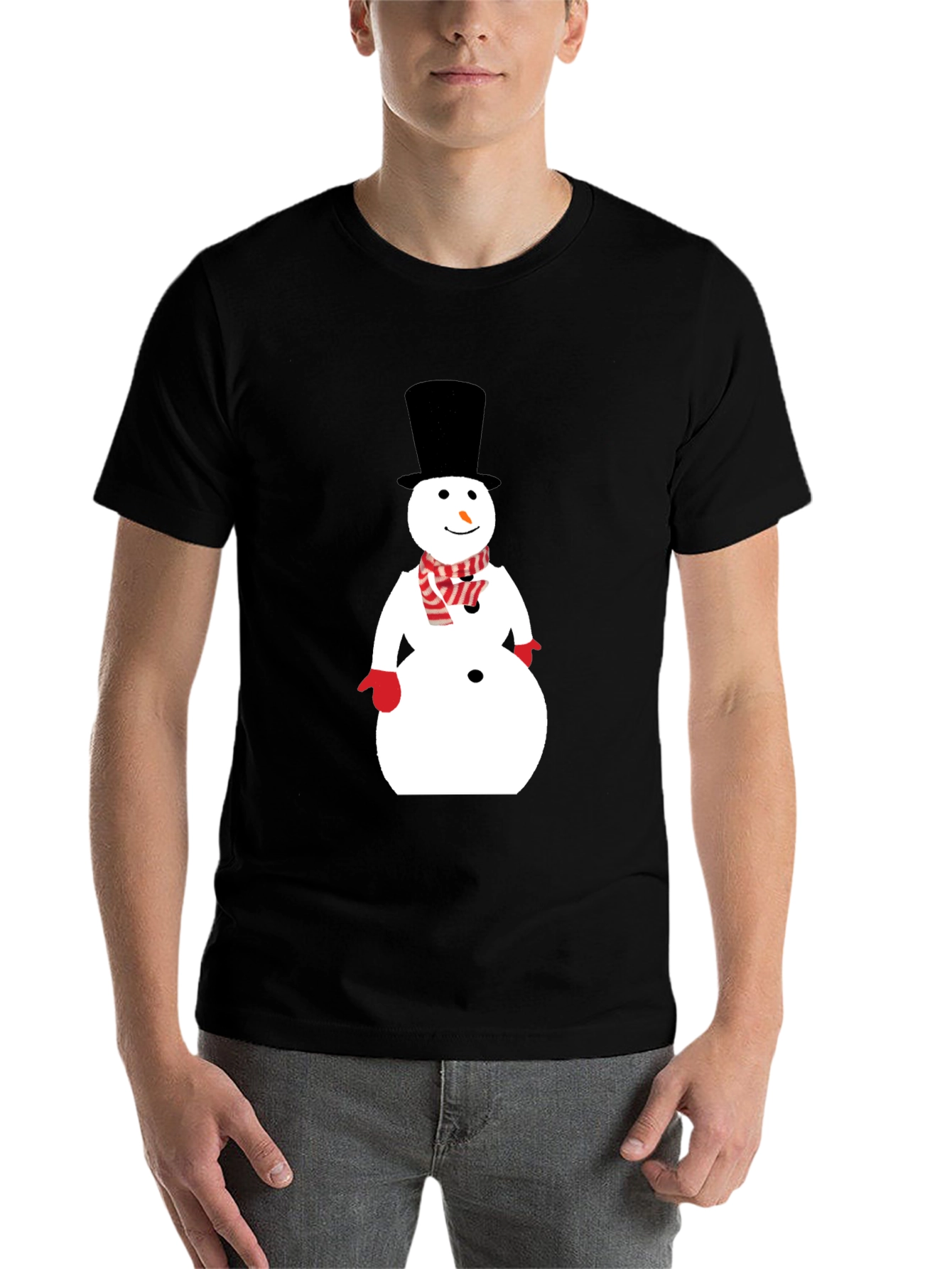 Black Snowman Graphic Tee - Winter Holiday Shirt view 7