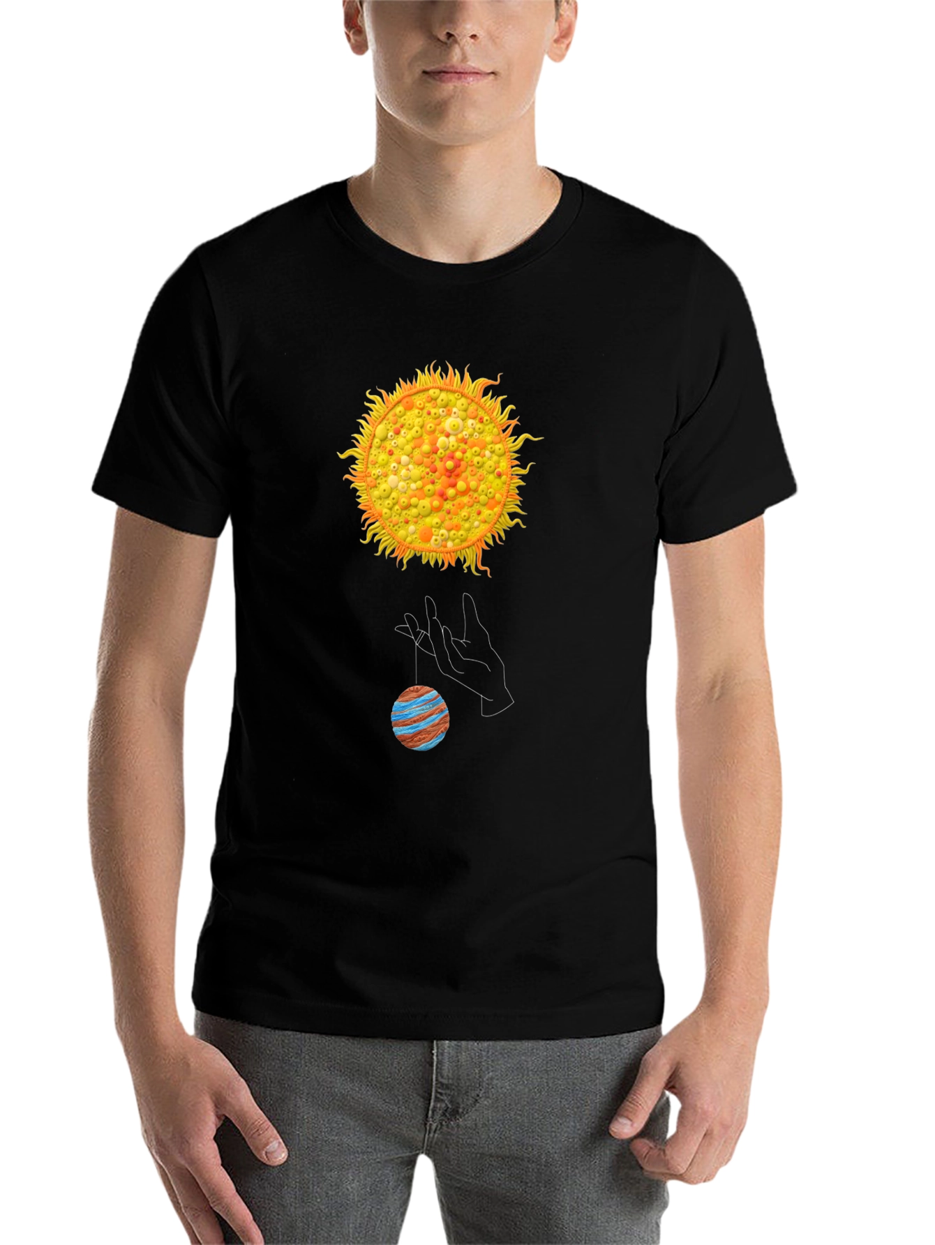 Black Solar System Graphic T-Shirt view 7