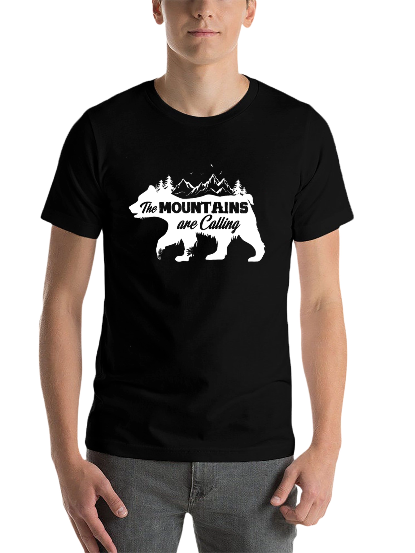 Black Mountains Calling Bear Graphic Tee - Black Cotton Comfort view 7