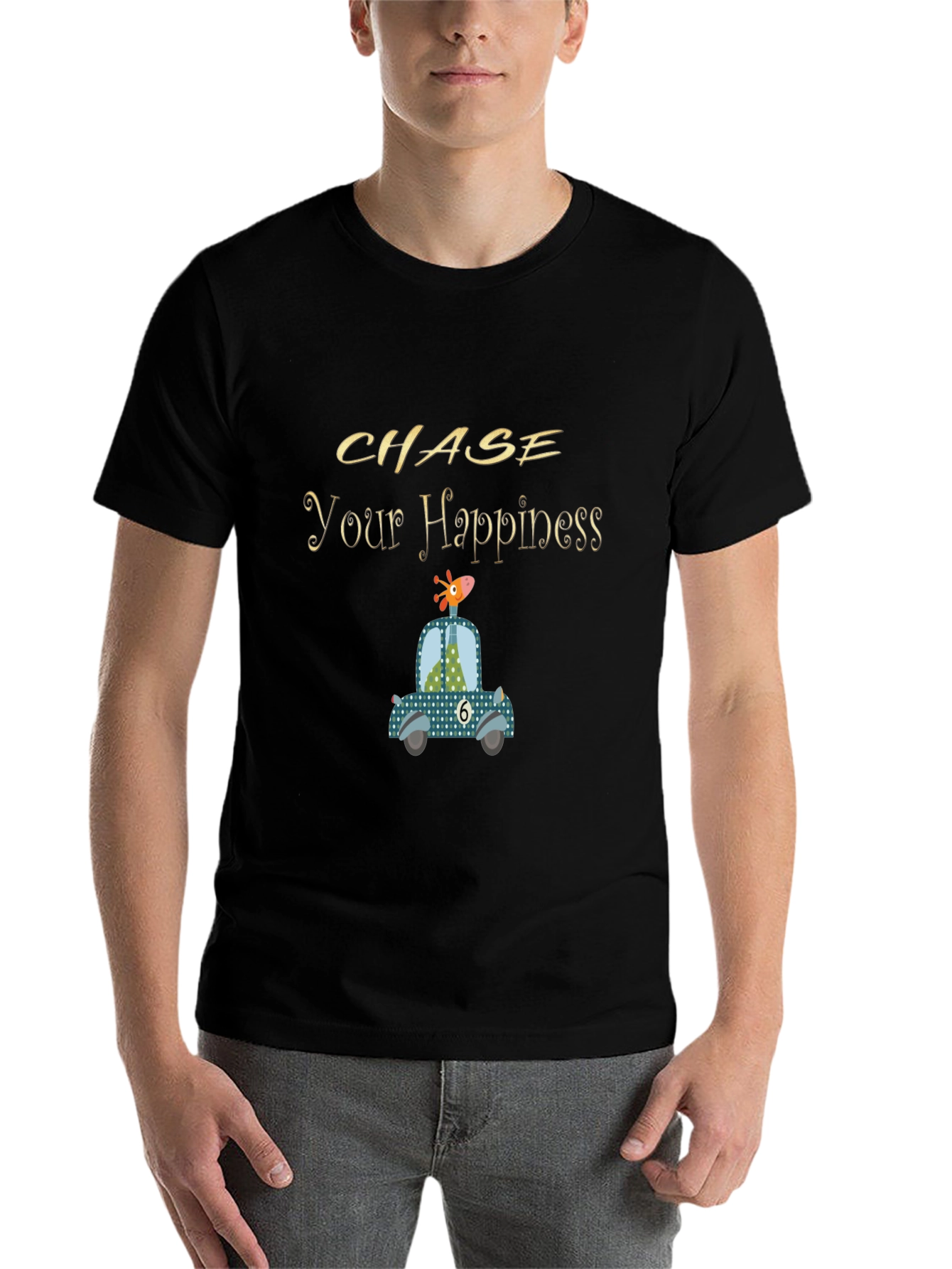 Black Chase Your Happiness Graphic Tee view 7