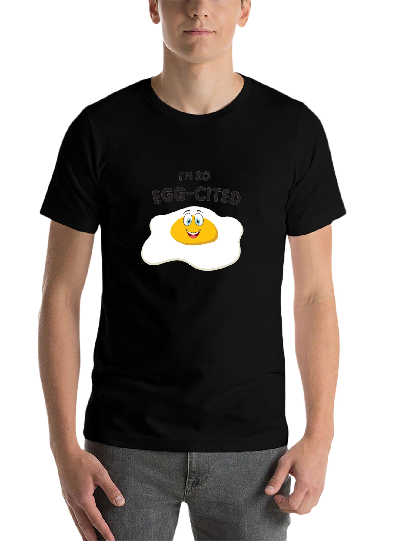 Black Funny Egg-Cited T-Shirt view 7