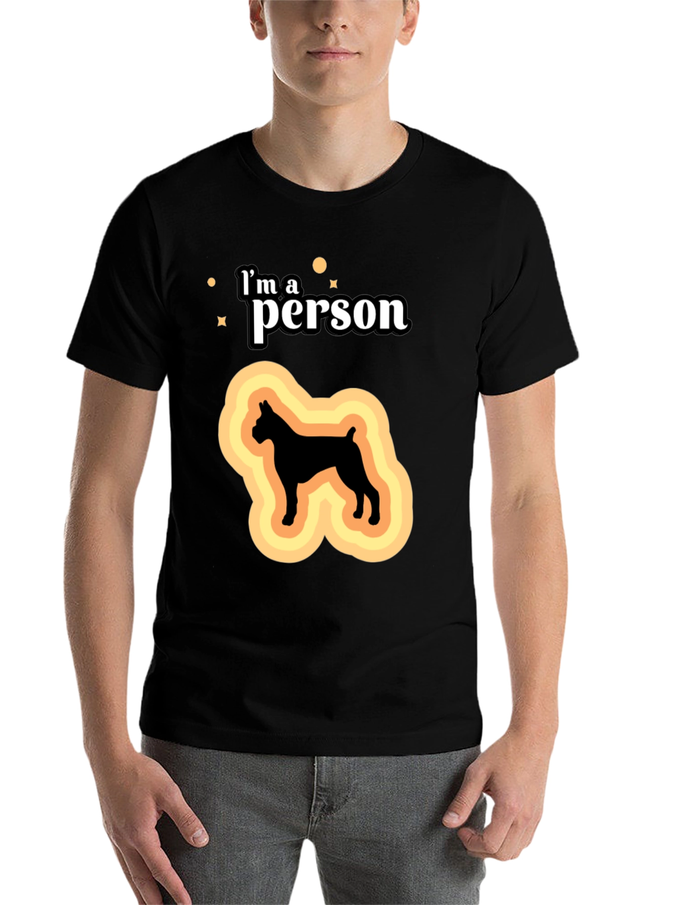 Black I'm a Person Dog Silhouette Black T-Shirt view 7
