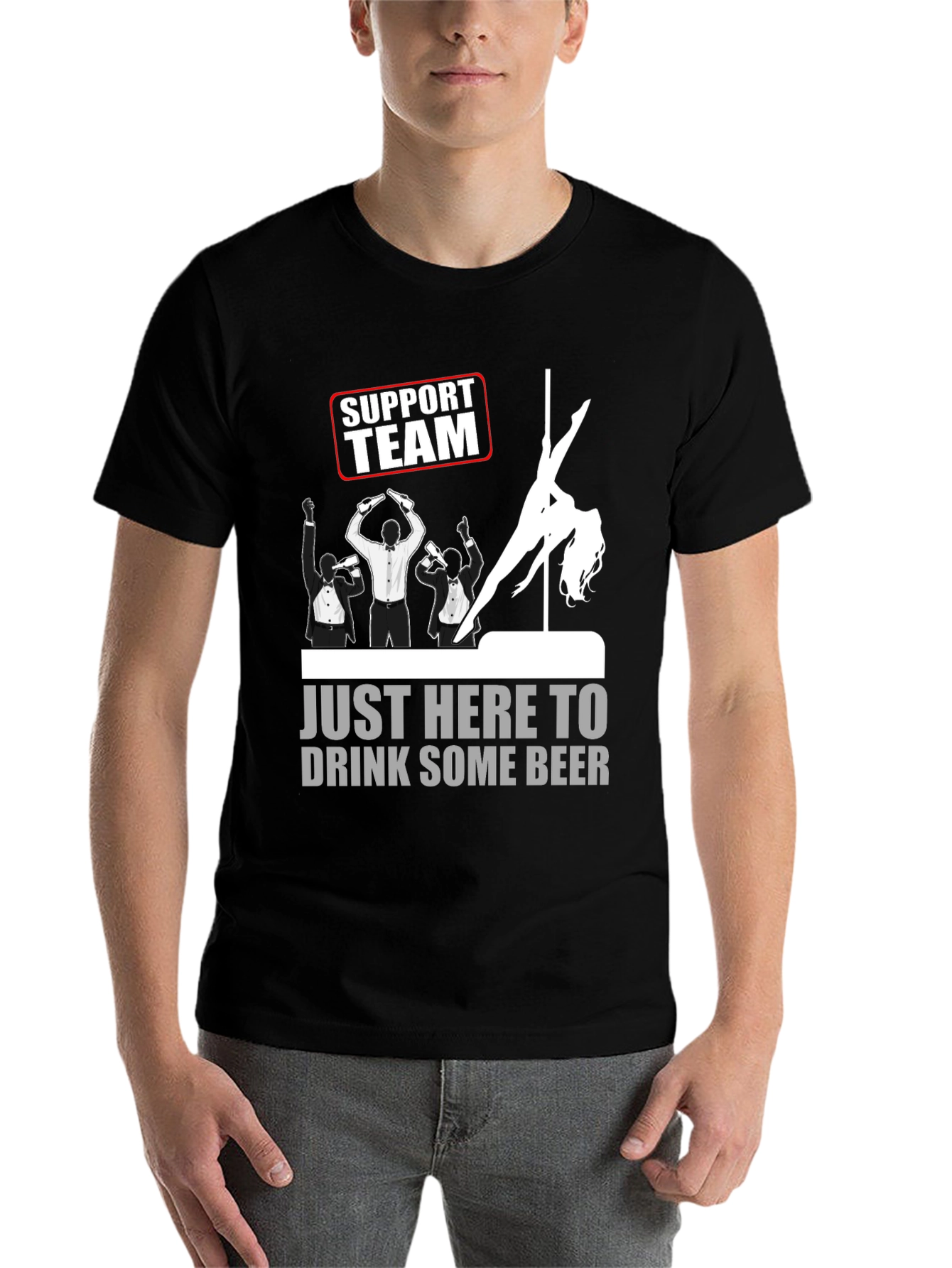Black Support Team Drink Beer Graphic T-Shirt view 7