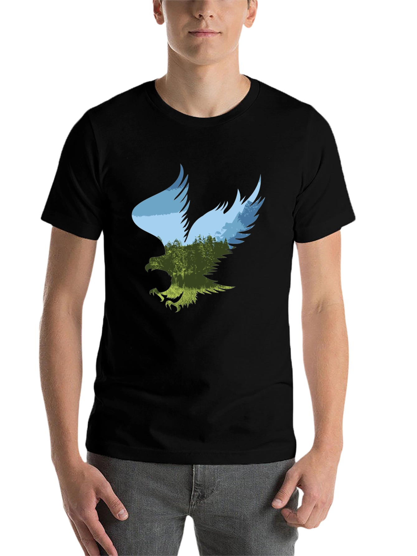 Black Eagle Graphic Print Black T-Shirt view 7