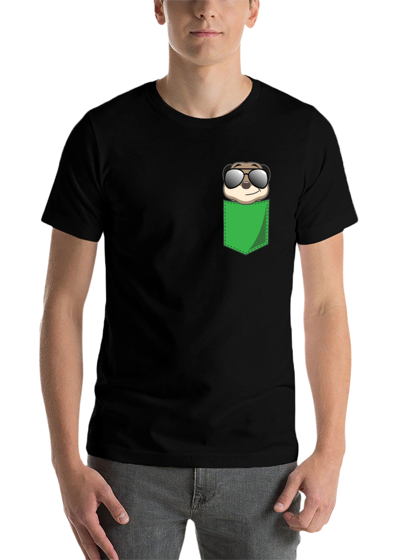 Black Cool Meerkat Pocket T-Shirt view 7
