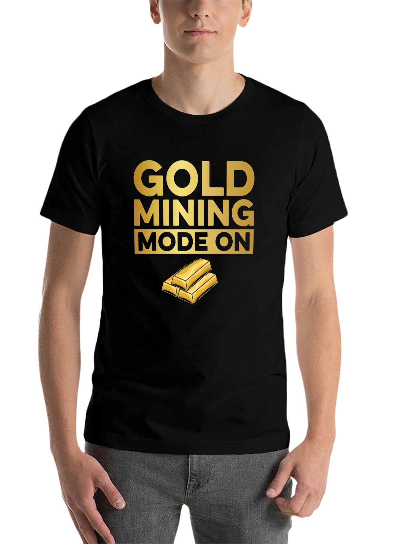 Black Gold Mining Mode On - Black T-Shirt view 7