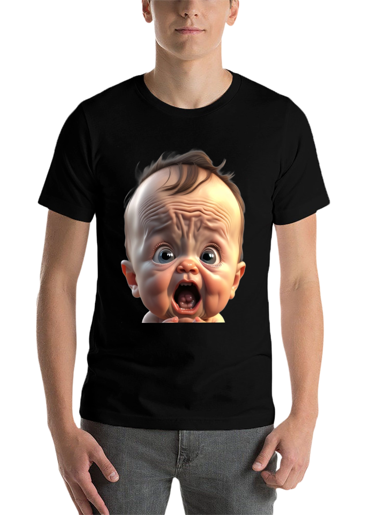 Black Funny Baby Face Black T-Shirt view 7