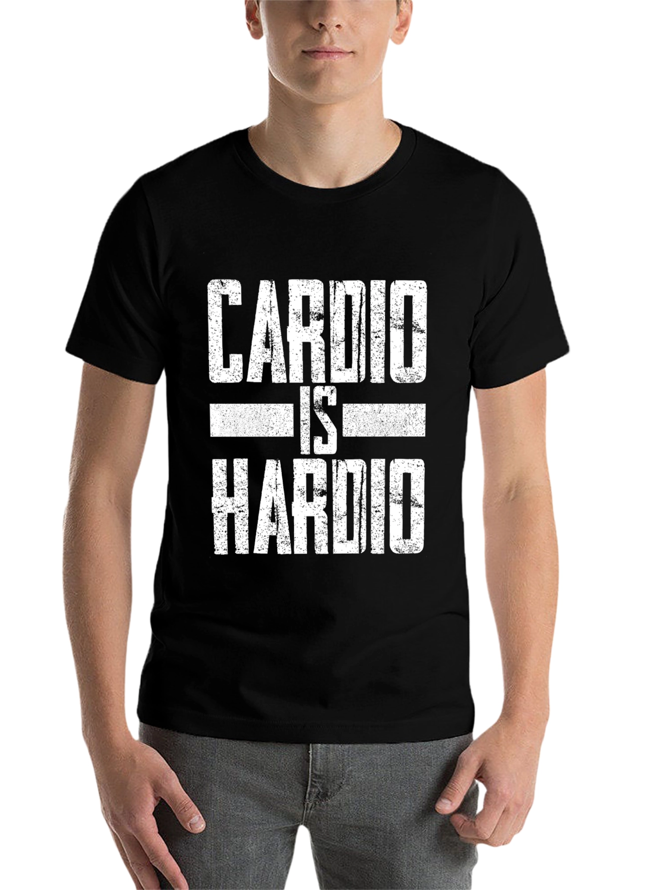 Black Cardio Is Hardio Graphic T-Shirt view 7