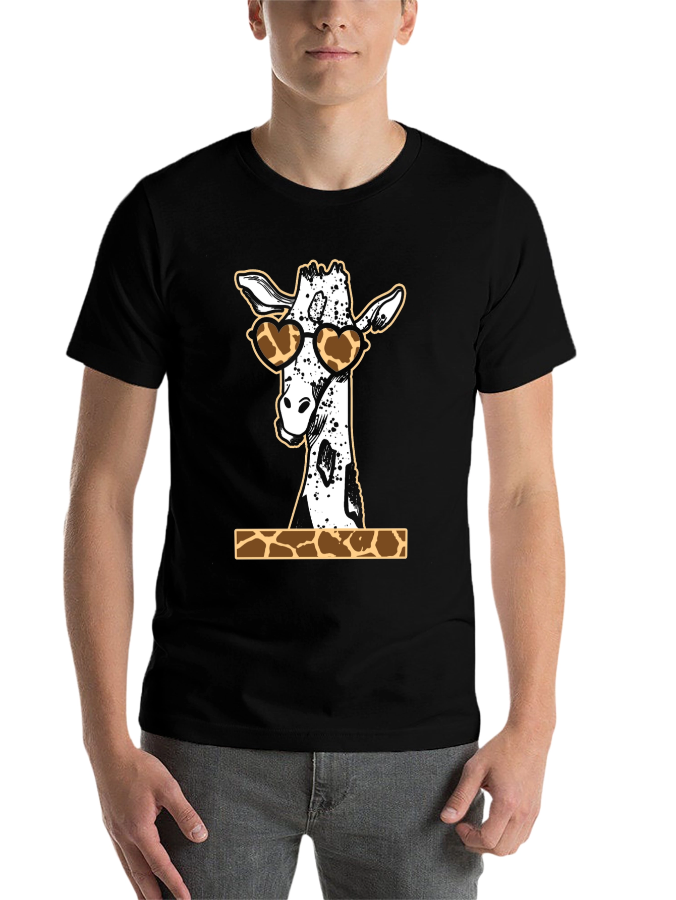 Black Giraffe Heart Sunglasses Graphic Tee view 7