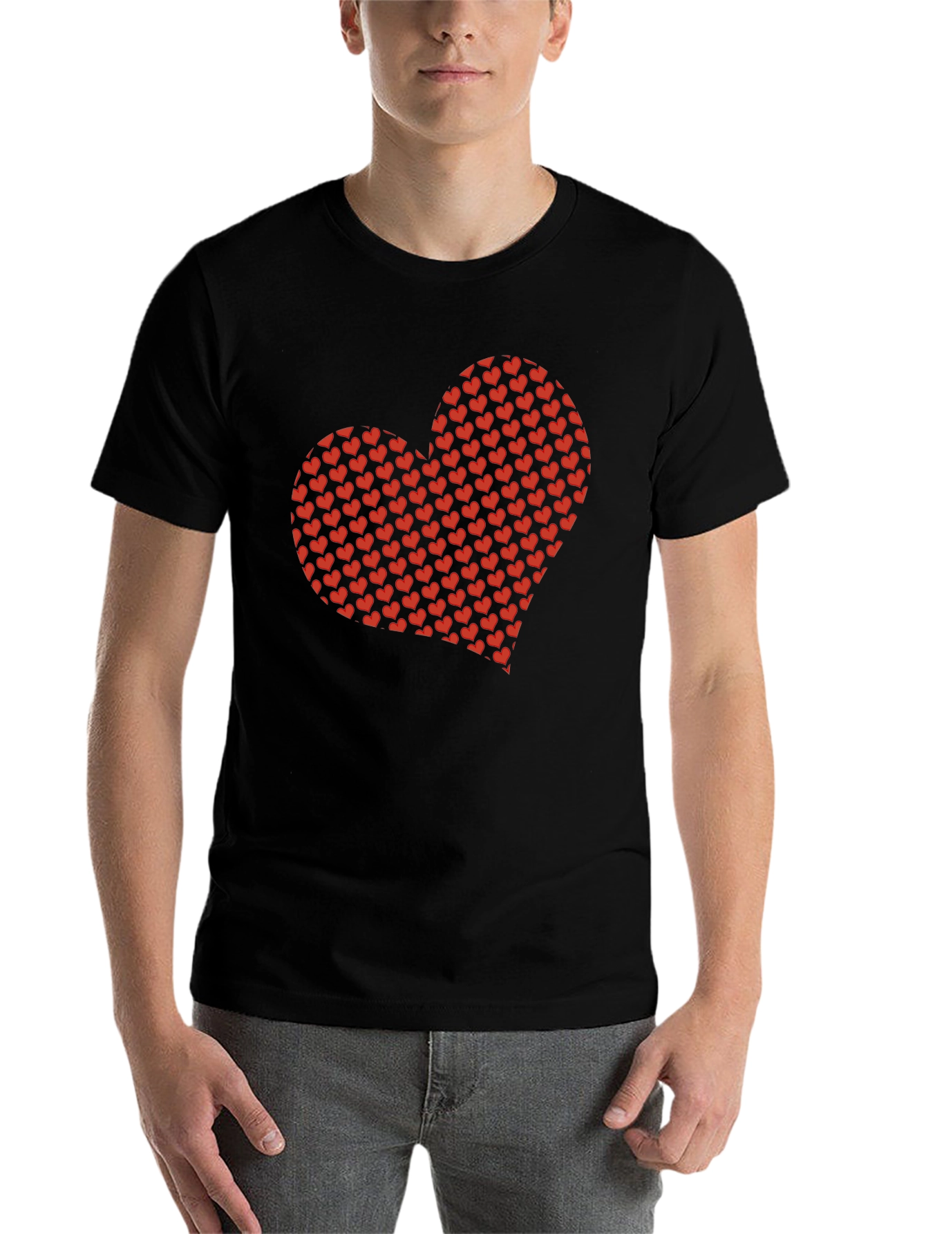 Black Heart Pattern Black T-Shirt view 7