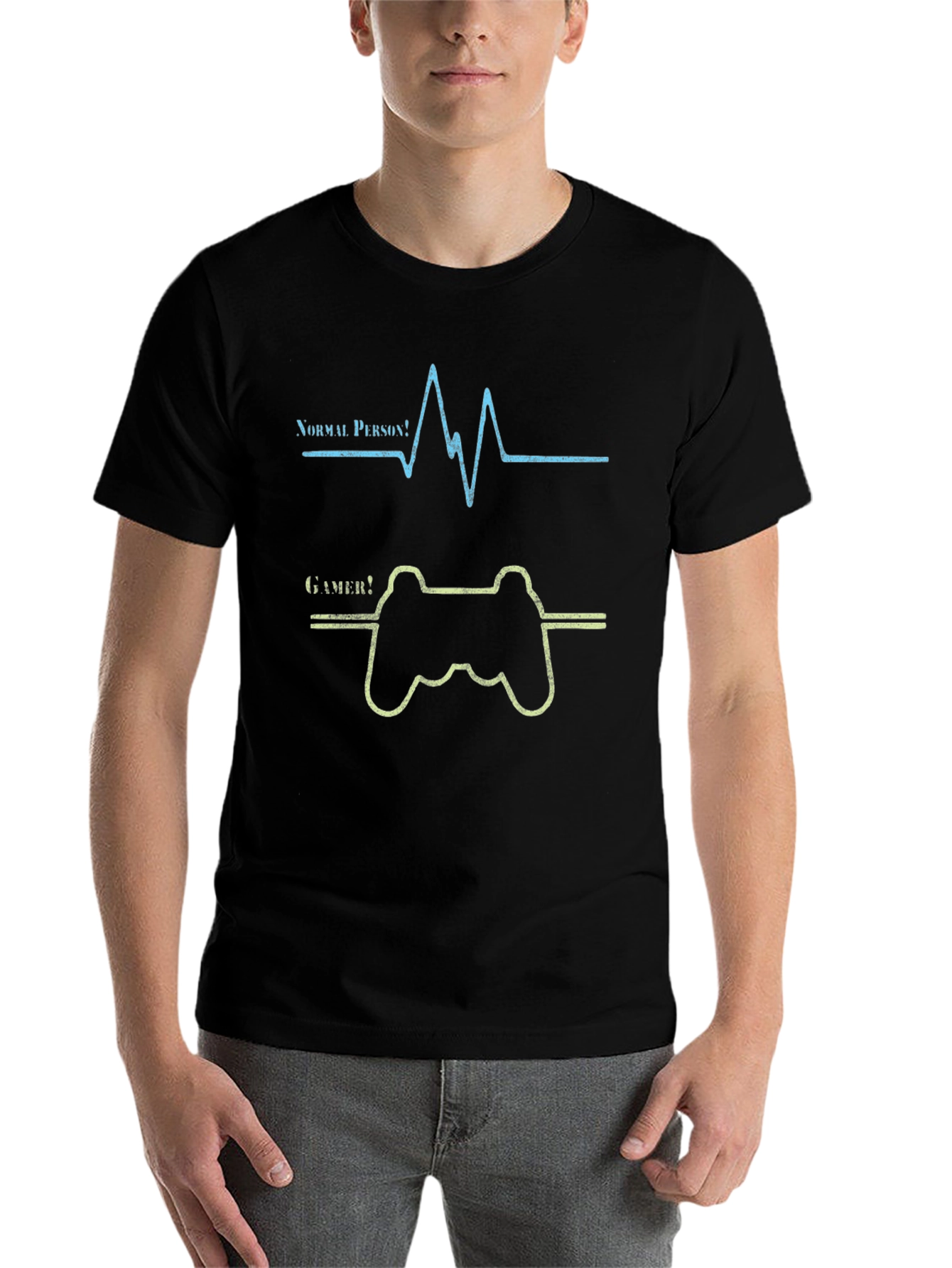 Black Gamer Heartbeat Graphic Tee - Novelty T-Shirt view 7