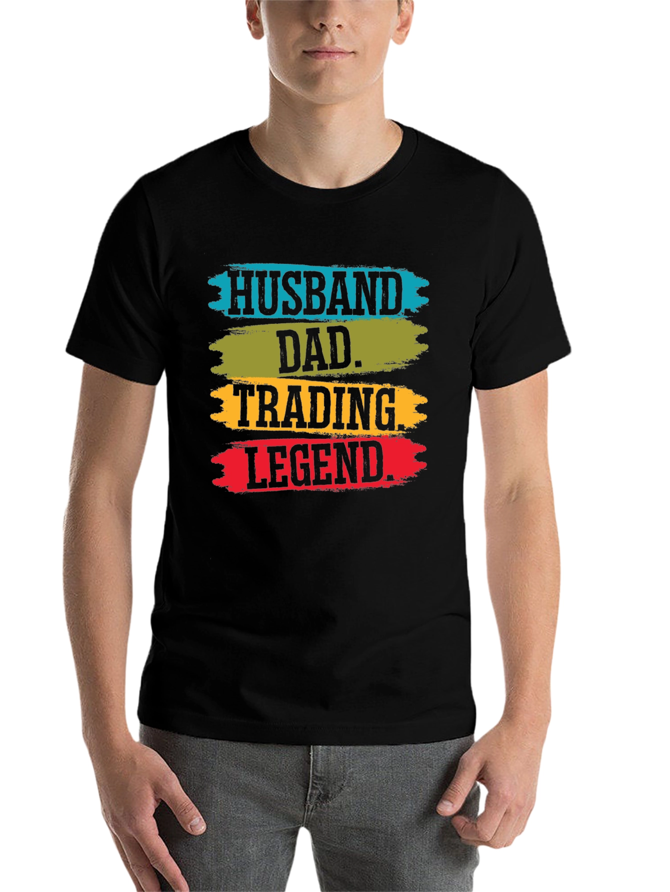 Black Husband Dad Trading Legend T-Shirt view 7