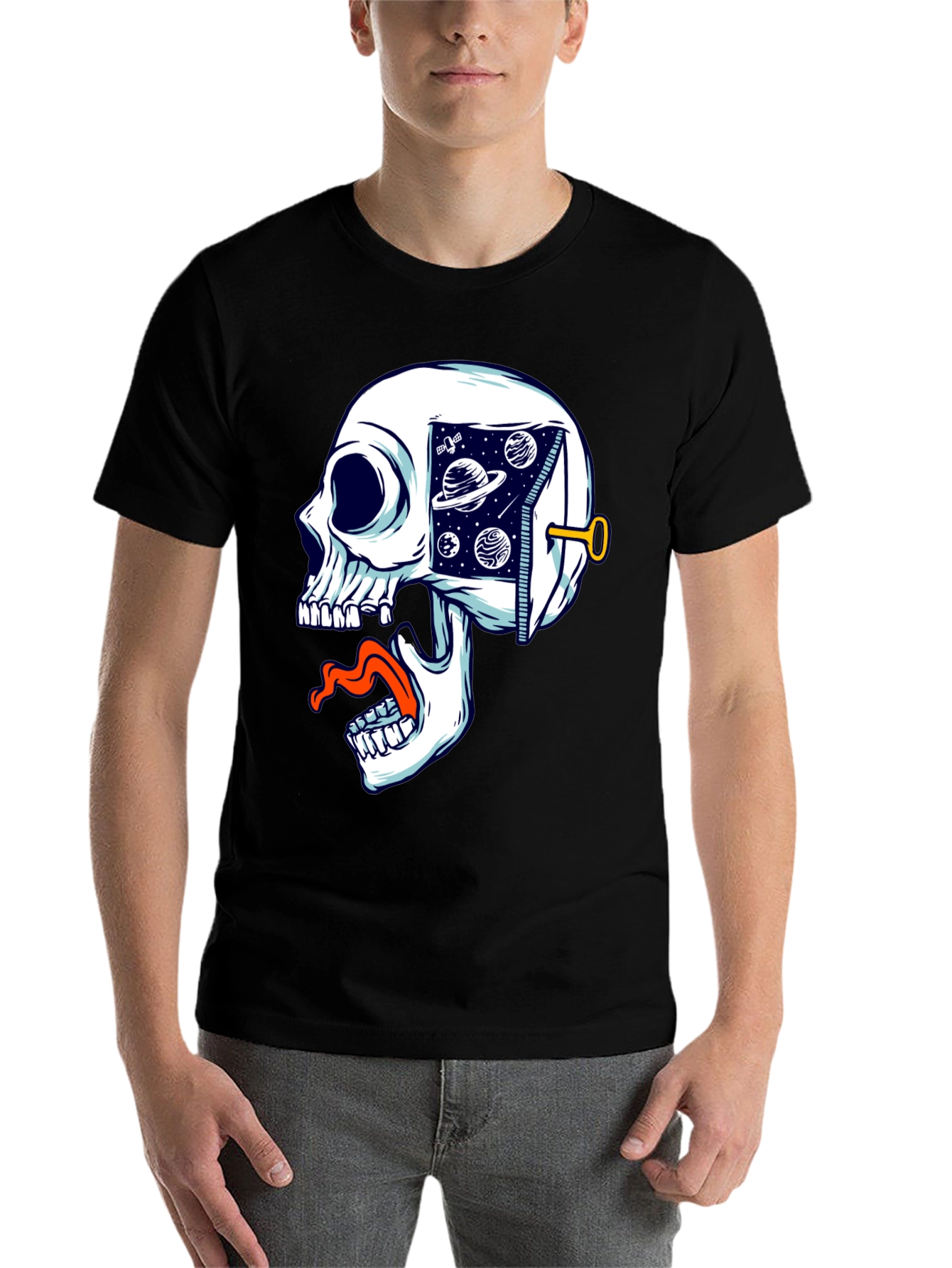 Black Cosmic Skull T-Shirt - Unisex Graphic Tee view 7