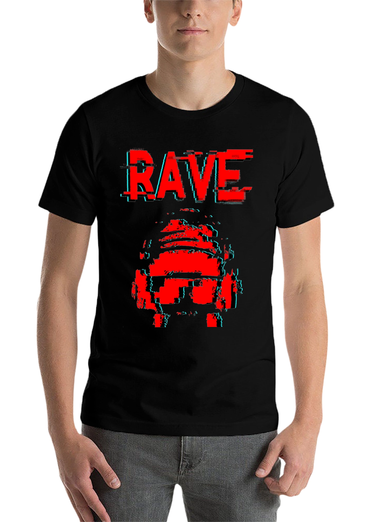 Black Rave Glitch T-Shirt - Retro Style view 7