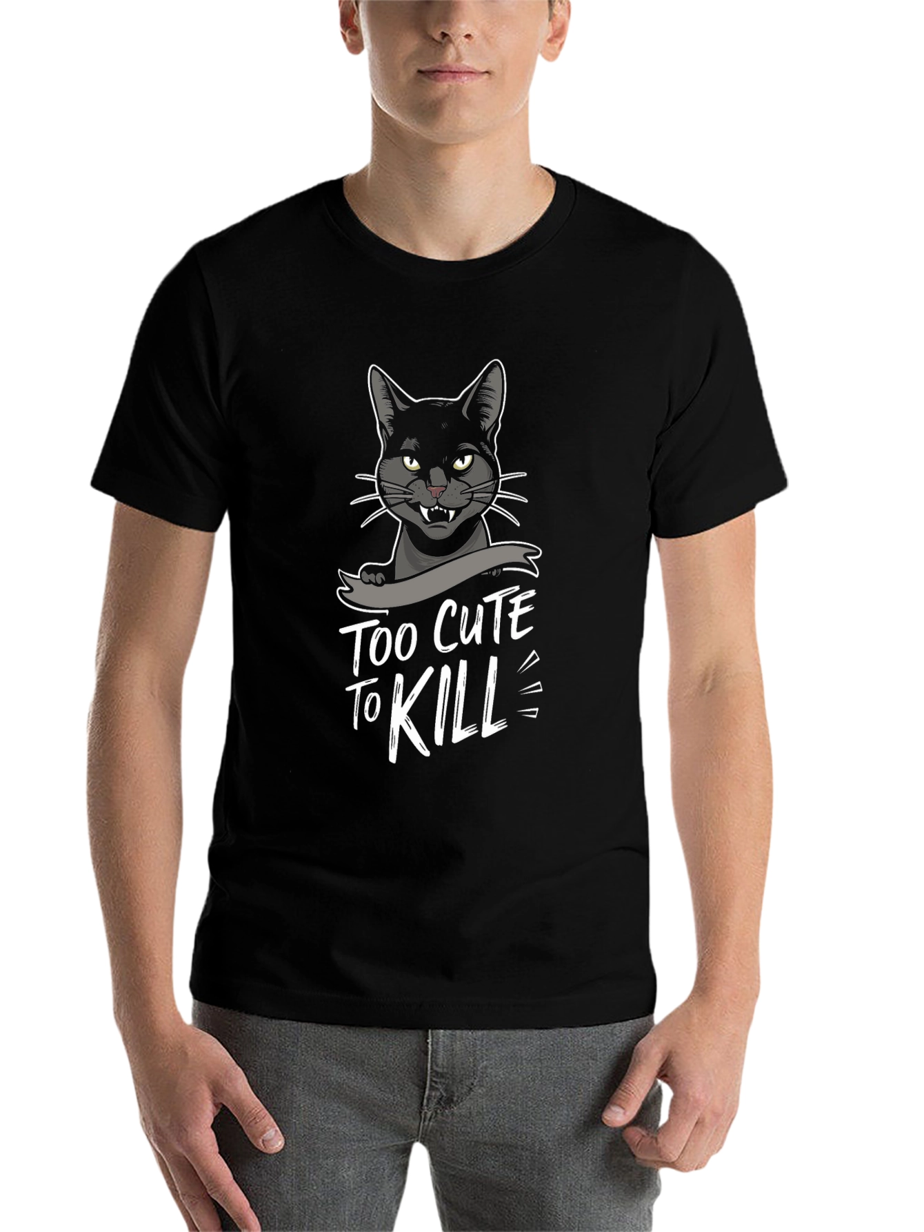 Black Too Cute to Kill Black Cat Graphic Tee view 7