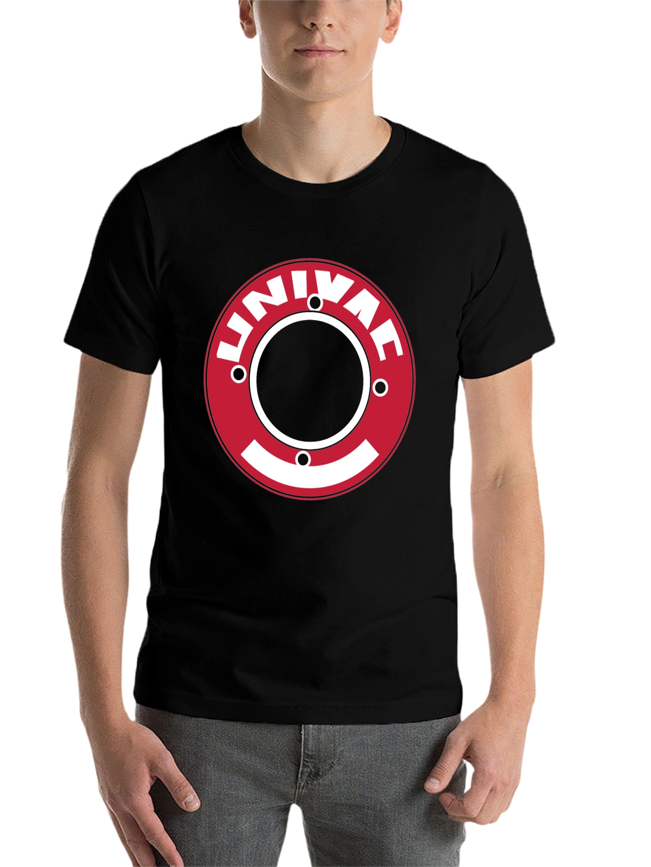 Black Vintage UNIVAC Logo T-Shirt view 7