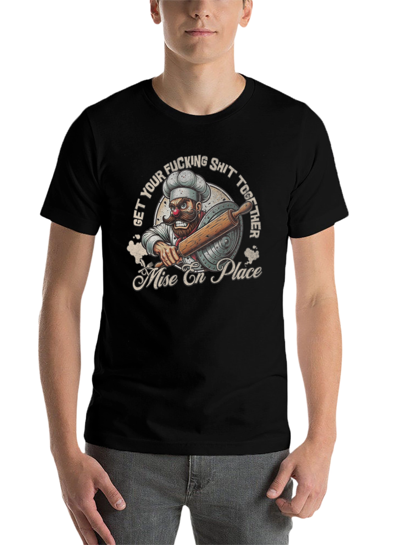 Black Mise En Place Funny Chef T-Shirt view 7