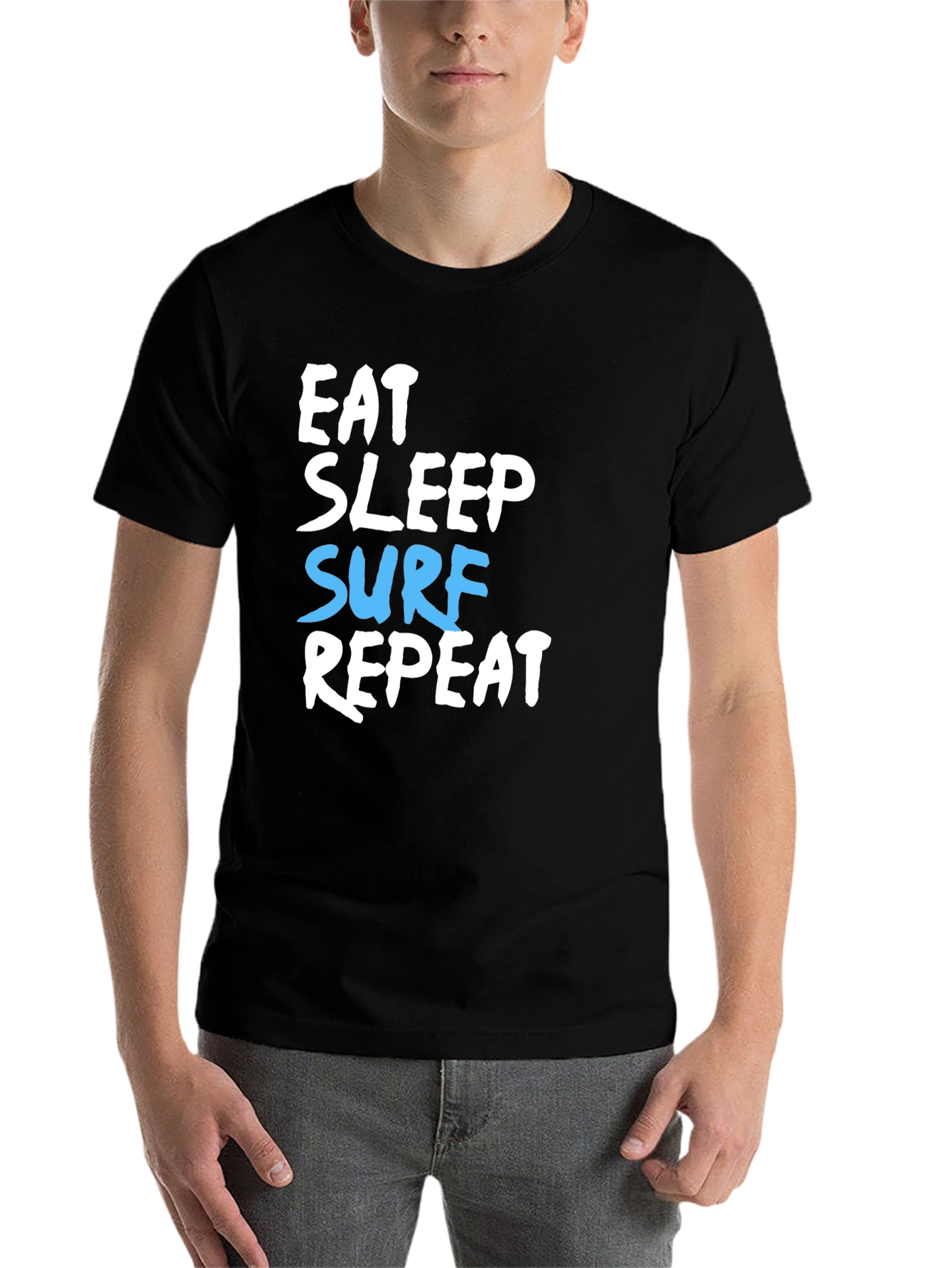 Black Eat Sleep Surf Repeat Graphic T-Shirt view 7