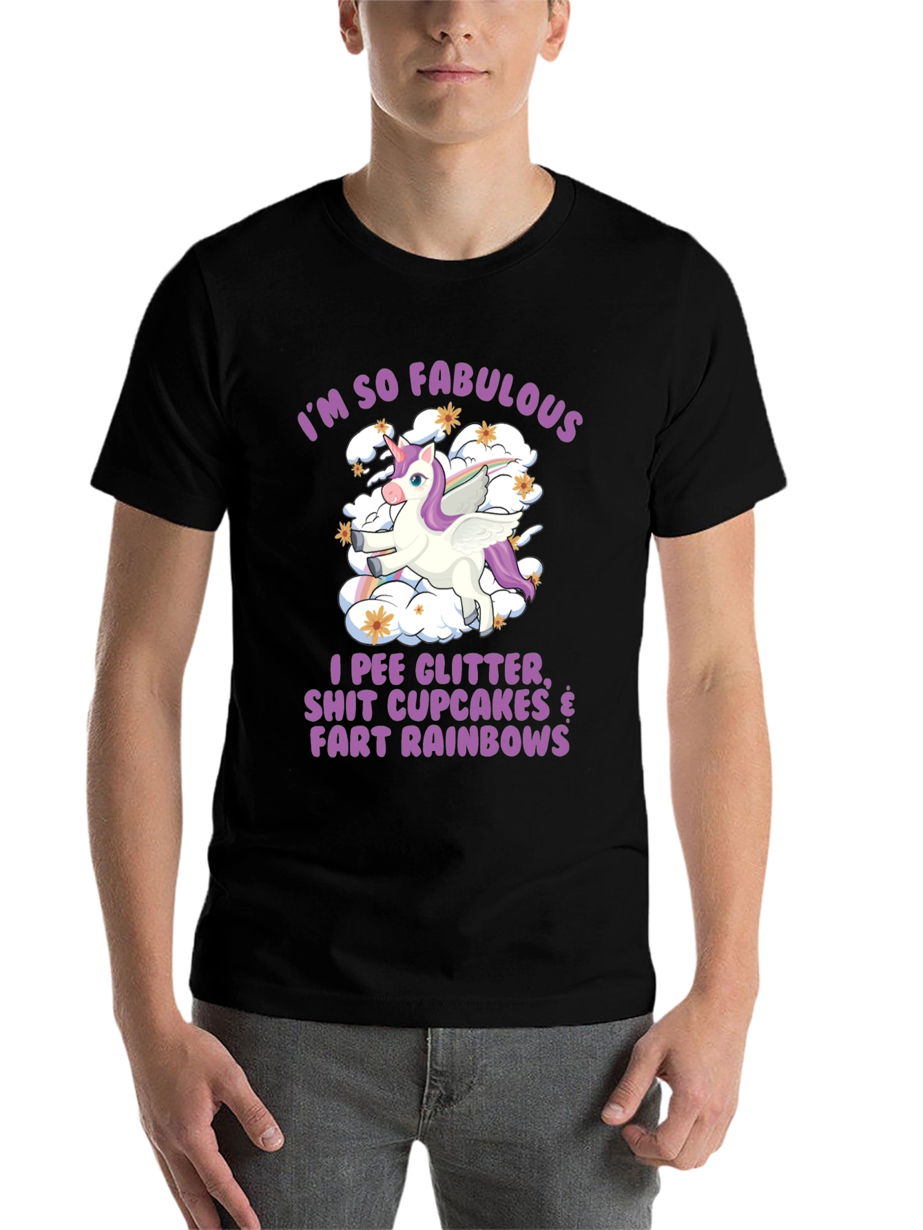 Black Fabulous Unicorn T-Shirt - Glitter, Cupcakes, Rainbows view 7
