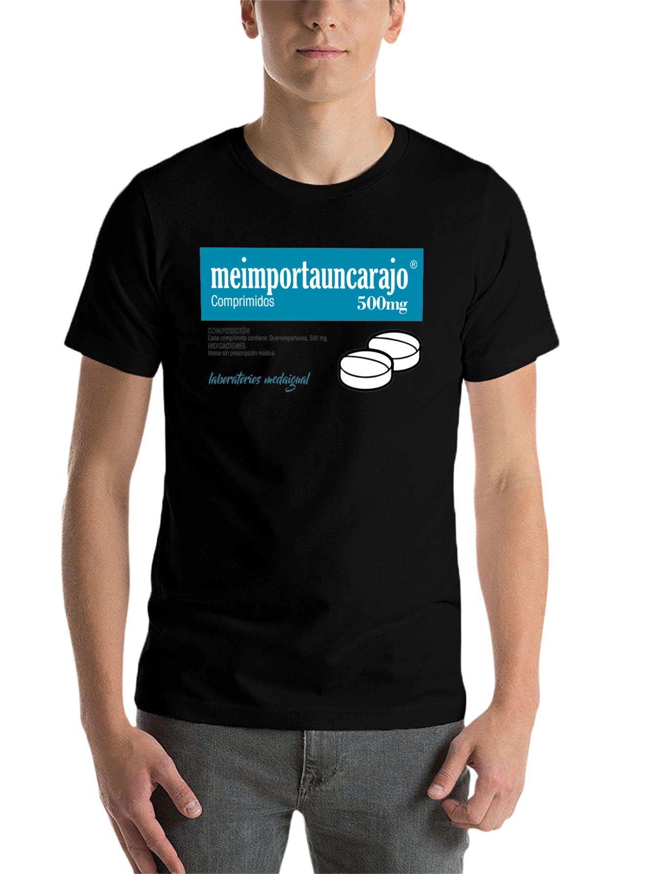 Black Humorous "Me Importa Un Carajo" T-Shirt view 7