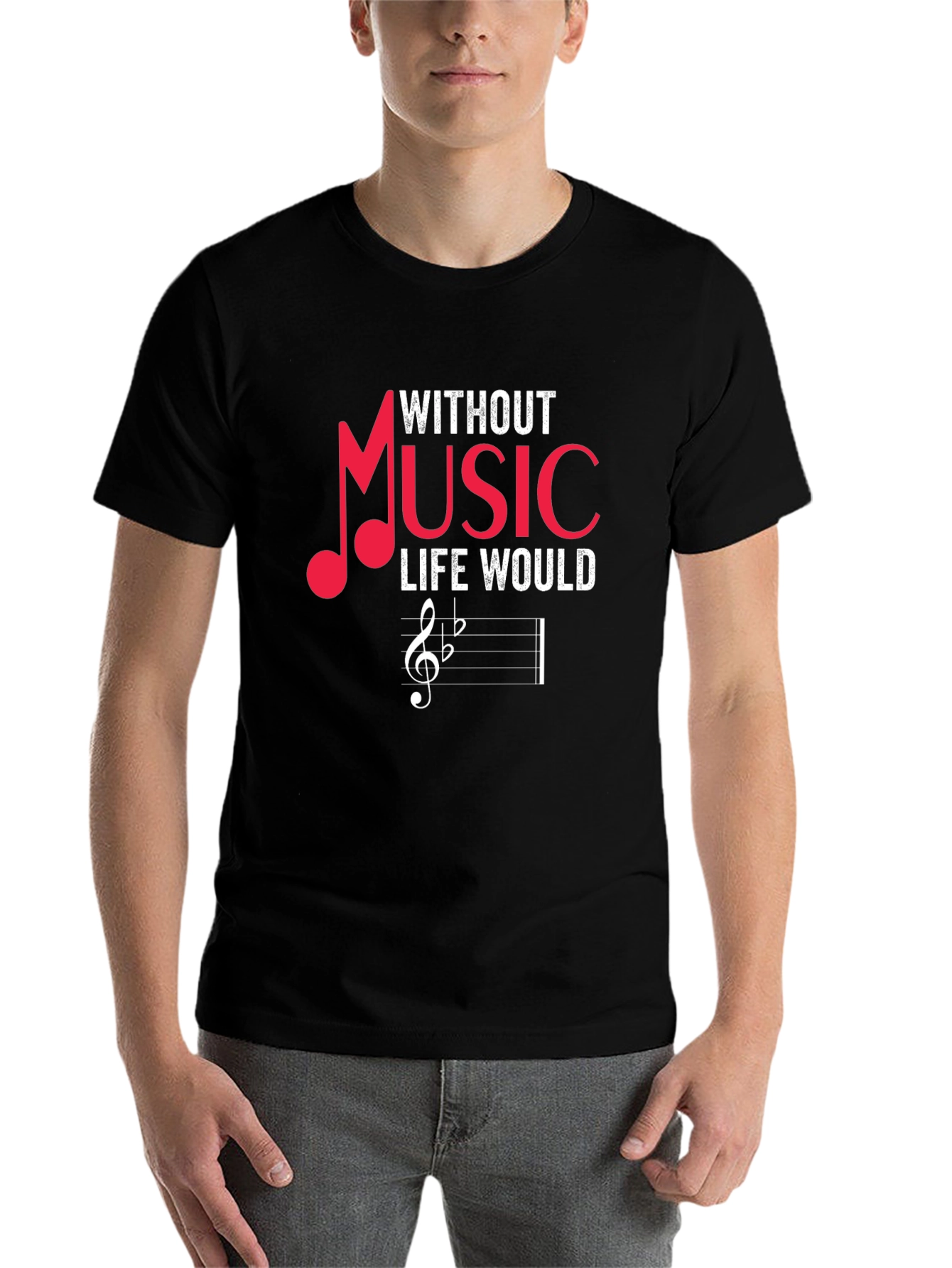 Black Music Lover Graphic Tee - Without Music Life Would... view 7