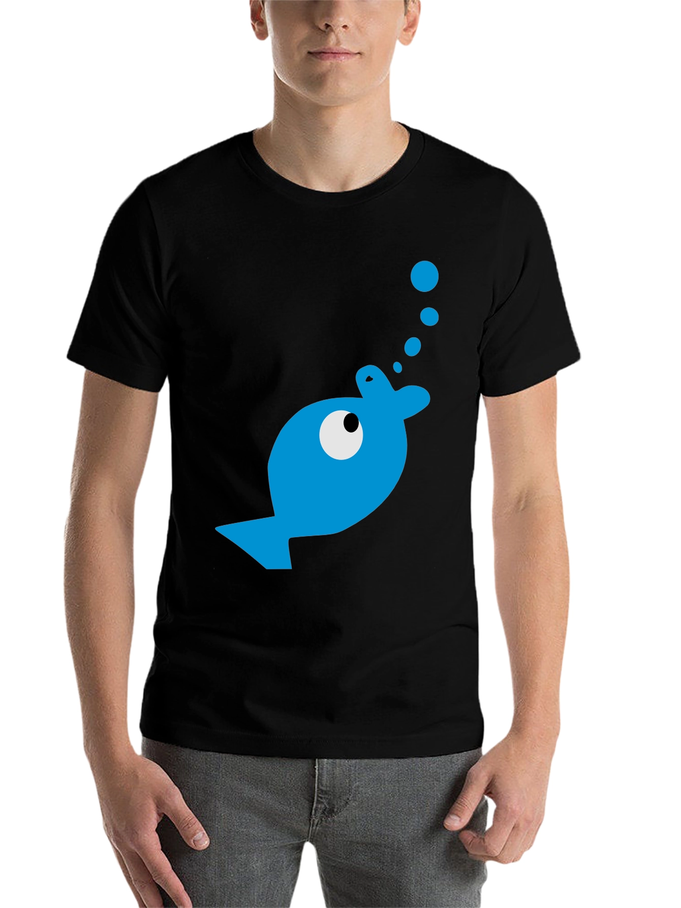 Black Blue Fish Graphic T-Shirt - Casual Comfort view 7