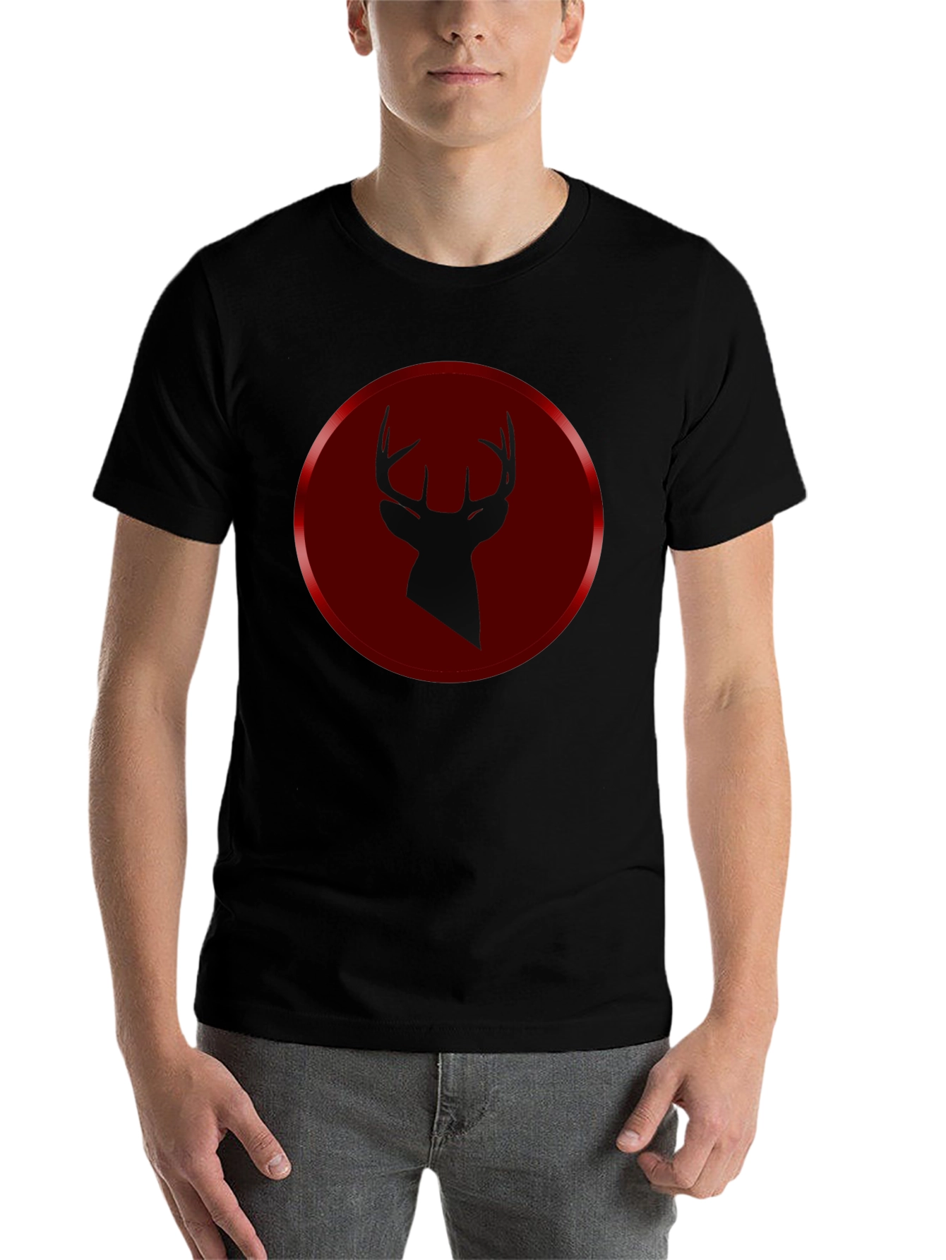 Black Deer Silhouette Graphic Tee - Men's Black T-Shirt view 7