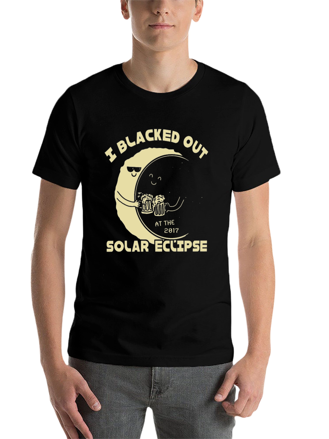 Black Blacked Out Solar Eclipse T-Shirt Funny Drinking Tee view 7