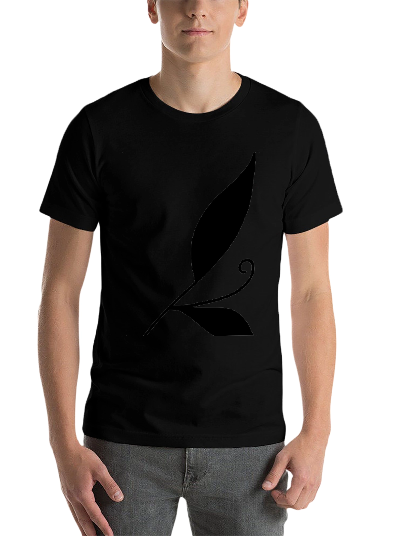 Black Elegant Leaf Design Black T-Shirt - Stylish & Unique view 7