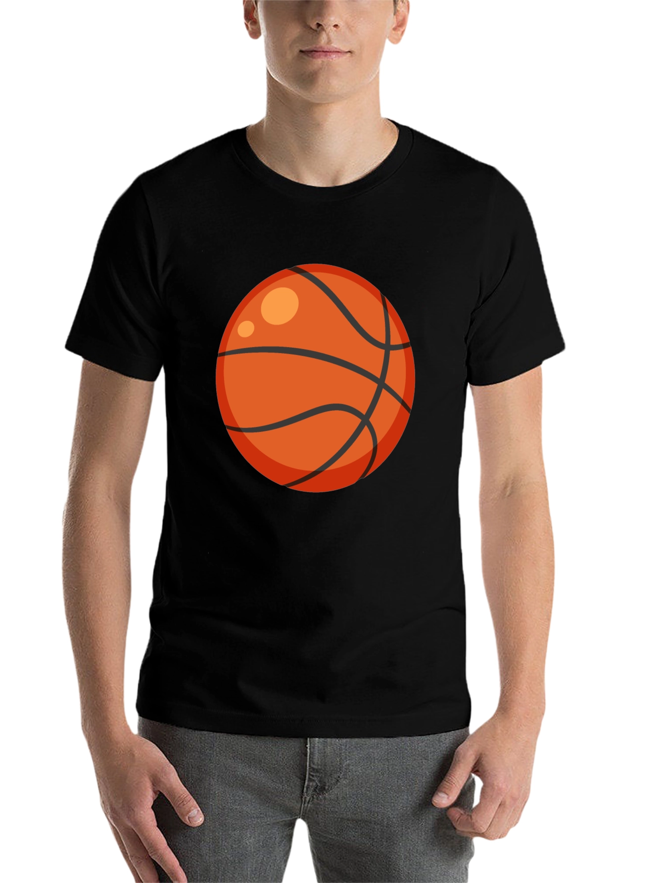 Black Basketball Graphic Tee - Black Cotton T-Shirt view 7