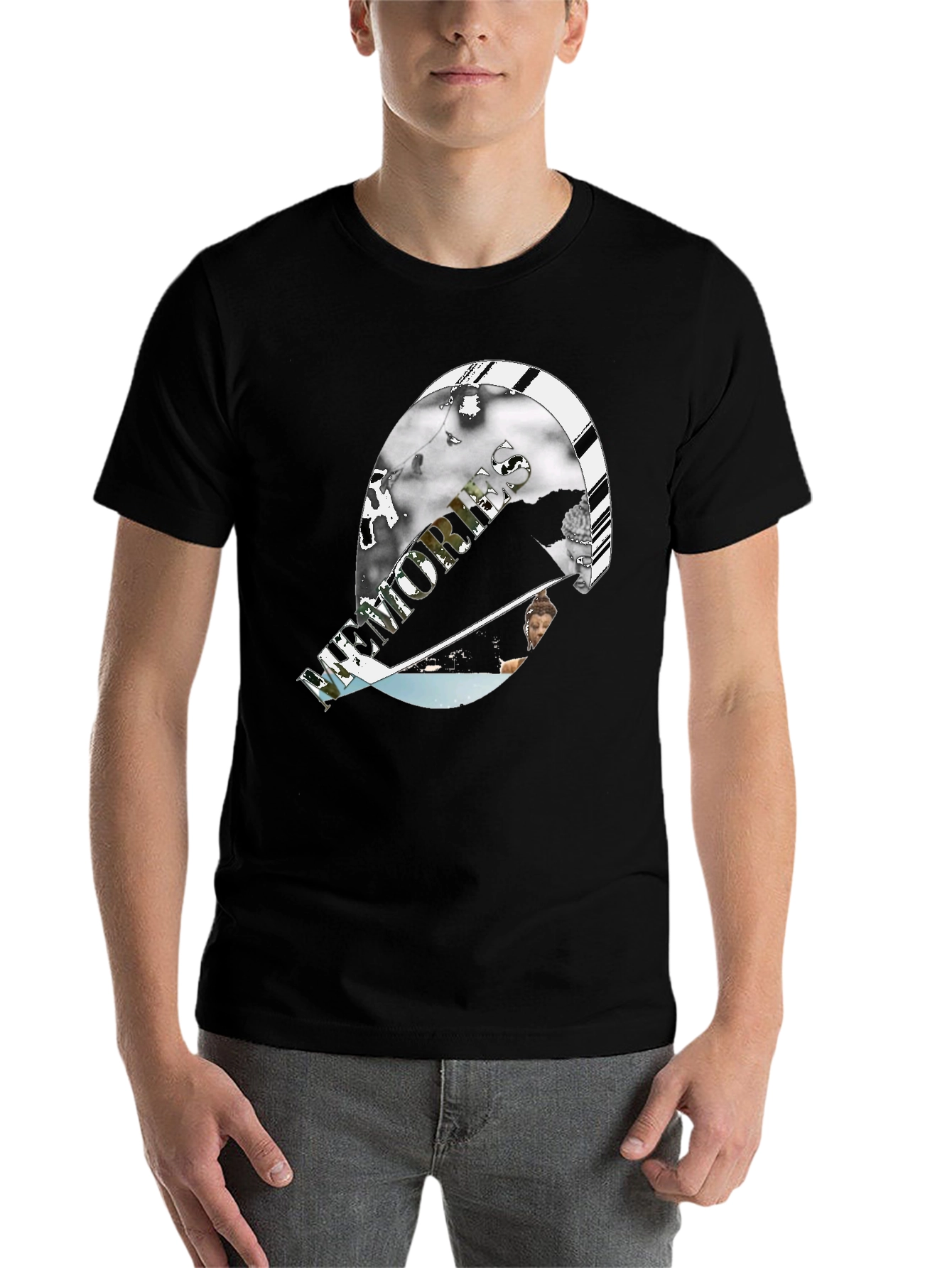 Black Modern Graphic Print Black T-Shirt view 7