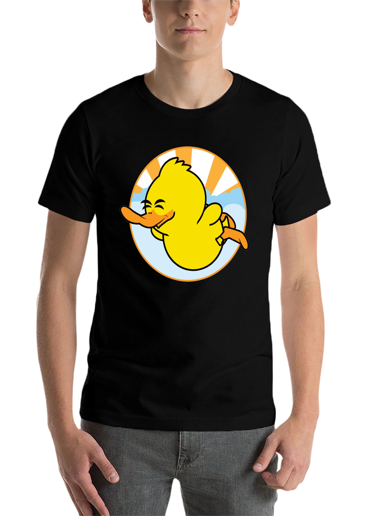 Black Happy Duck Graphic Tee - Fun Black T-Shirt view 7