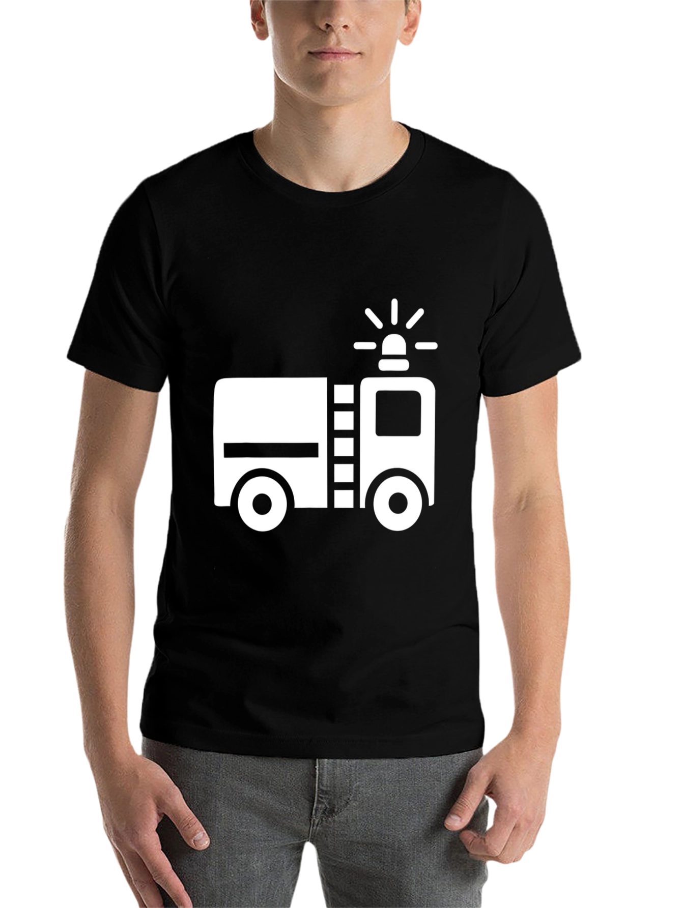 Black Fire Truck Graphic T-Shirt - Black view 7