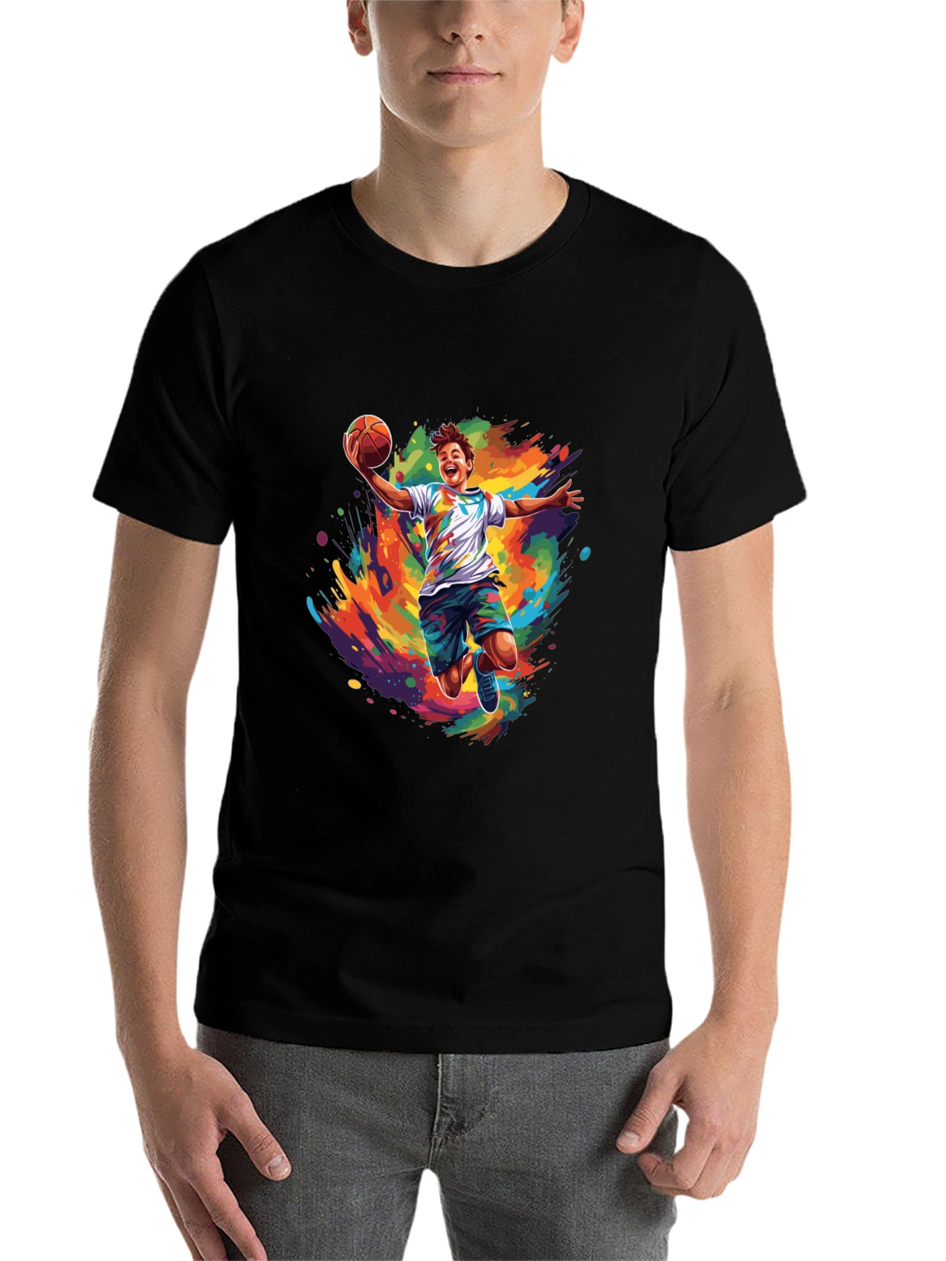 Black Basketball Splash Graphic Tee - Vibrant Design view 7