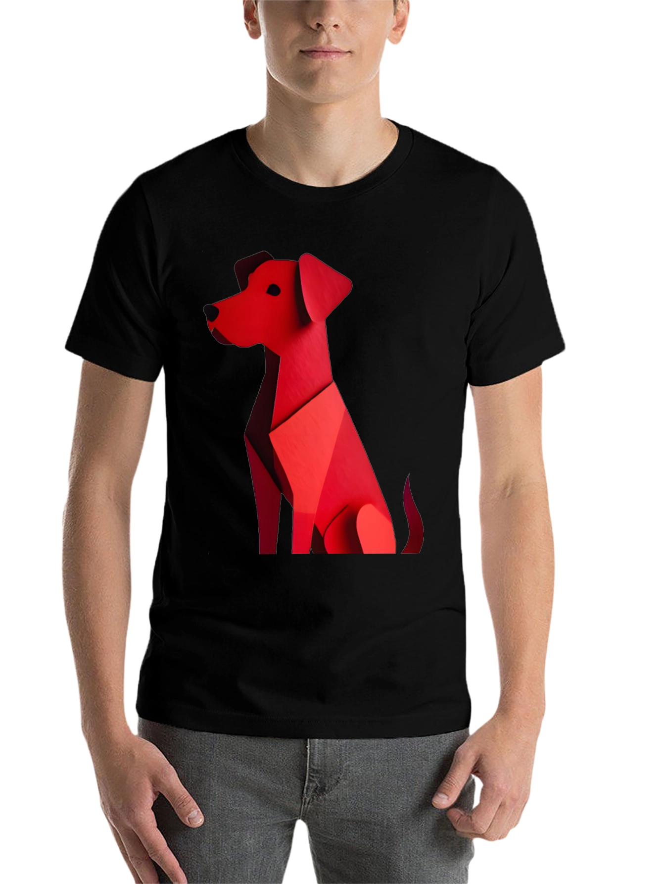 Black Geometric Dog Graphic Tee - Stylish Casual Wear view 7