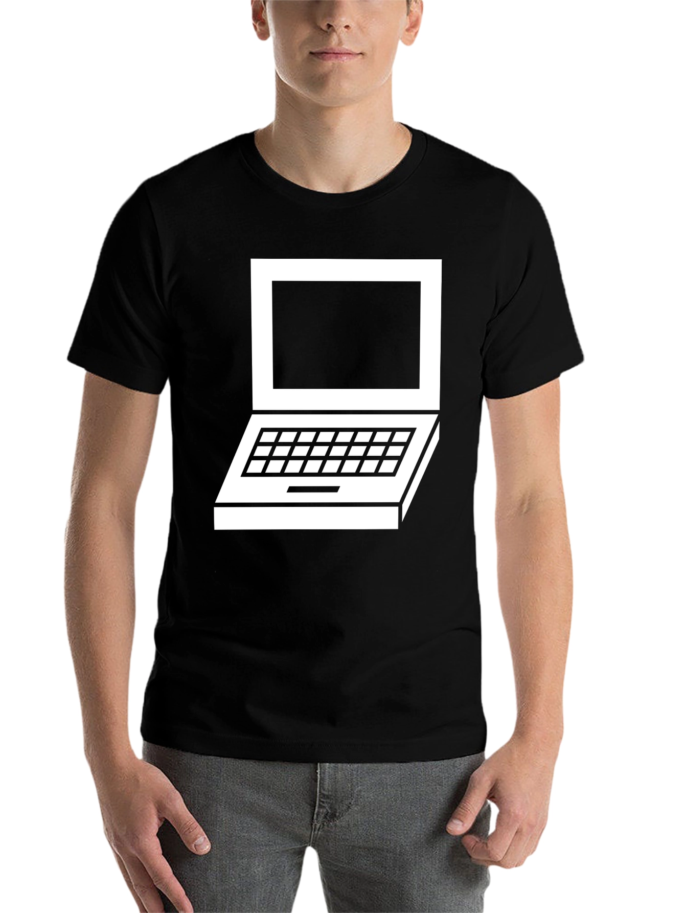 Black Retro Laptop Graphic Tee - Classic Design view 7