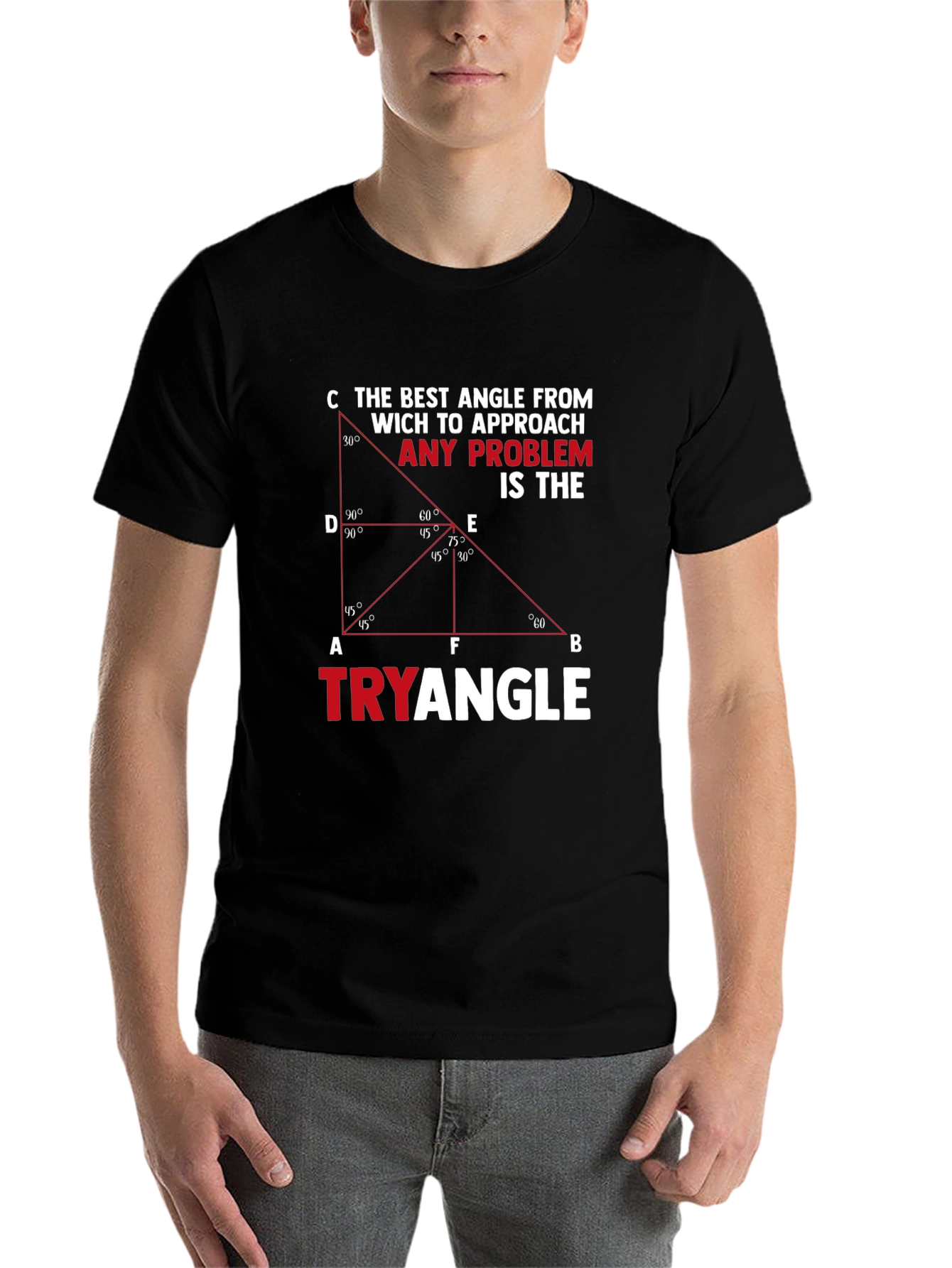 Black Tryangle Math Humor Graphic T-Shirt view 7