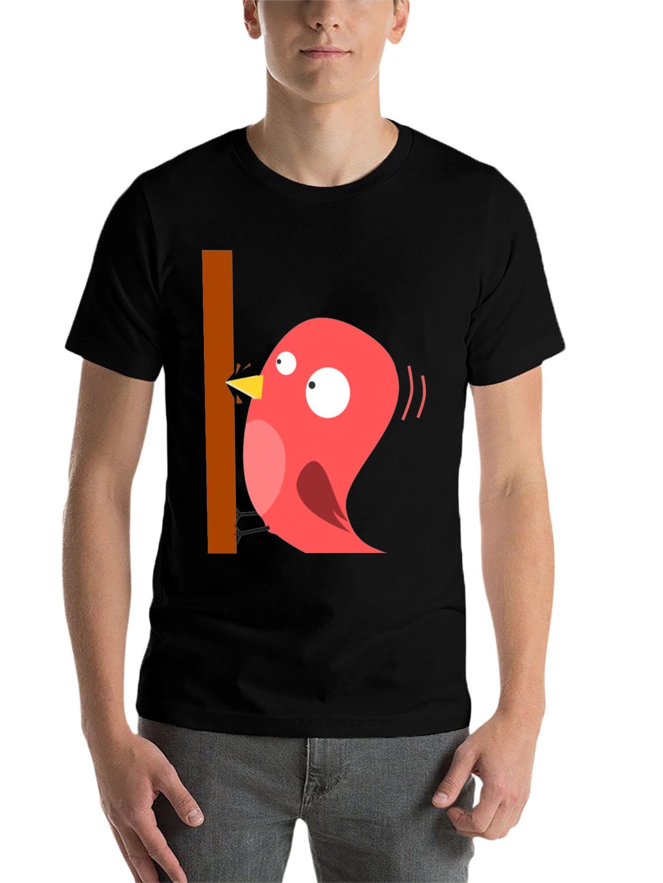 Black Funny Bird Graphic T-Shirt - Casual Black Tee view 7