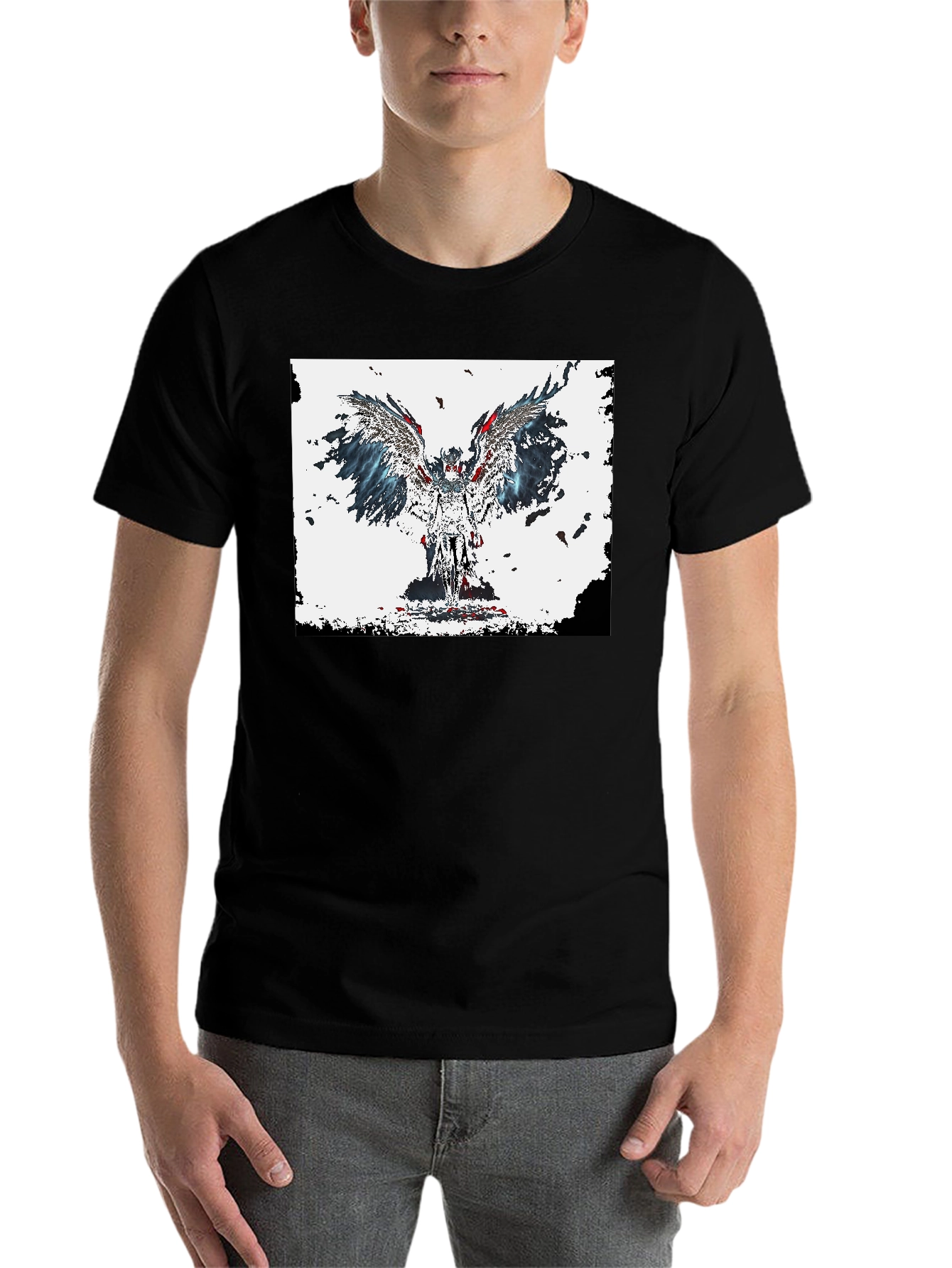 Winged Angel Graphic Tee - Stylish Black T-Shirt - 7