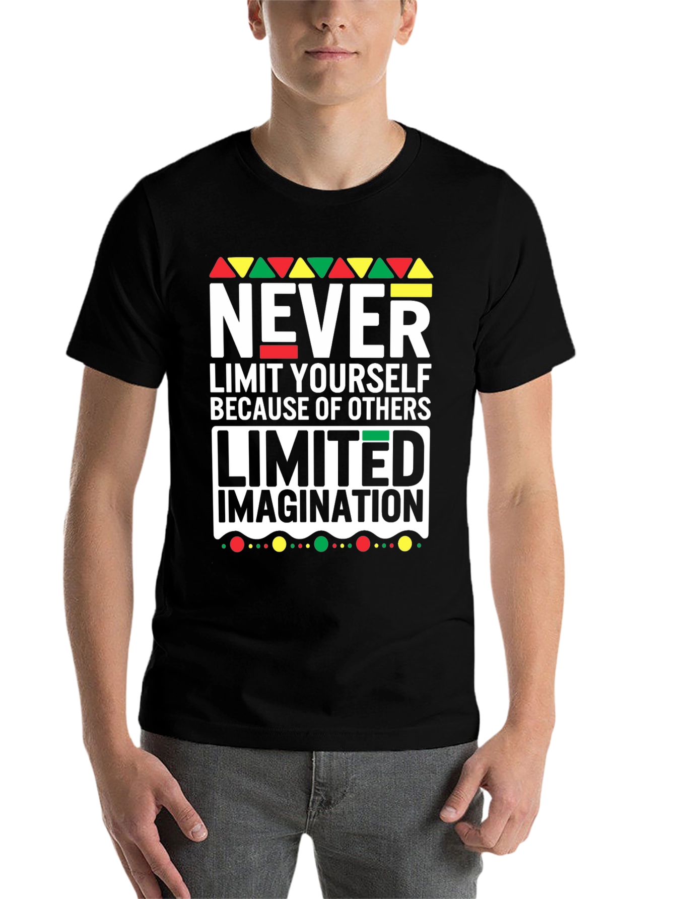 Black Never Limit Yourself T-Shirt - Inspirational Design view 7