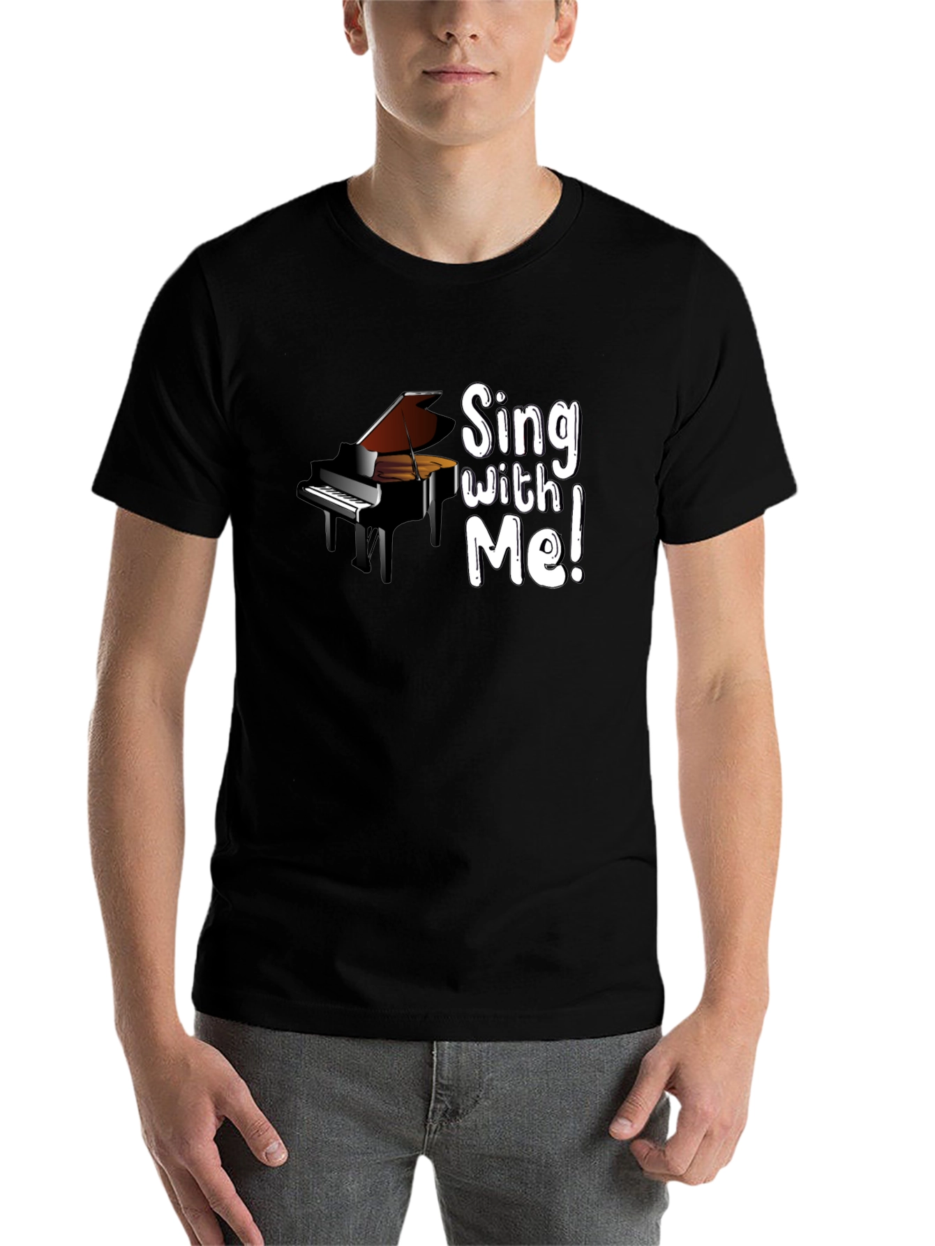 Sing With Me Piano Graphic Black T-Shirt - 7