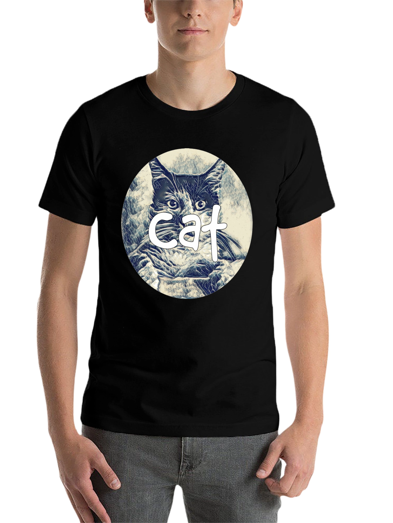 Black Cat Graphic Tee - Black Cotton Blend view 7