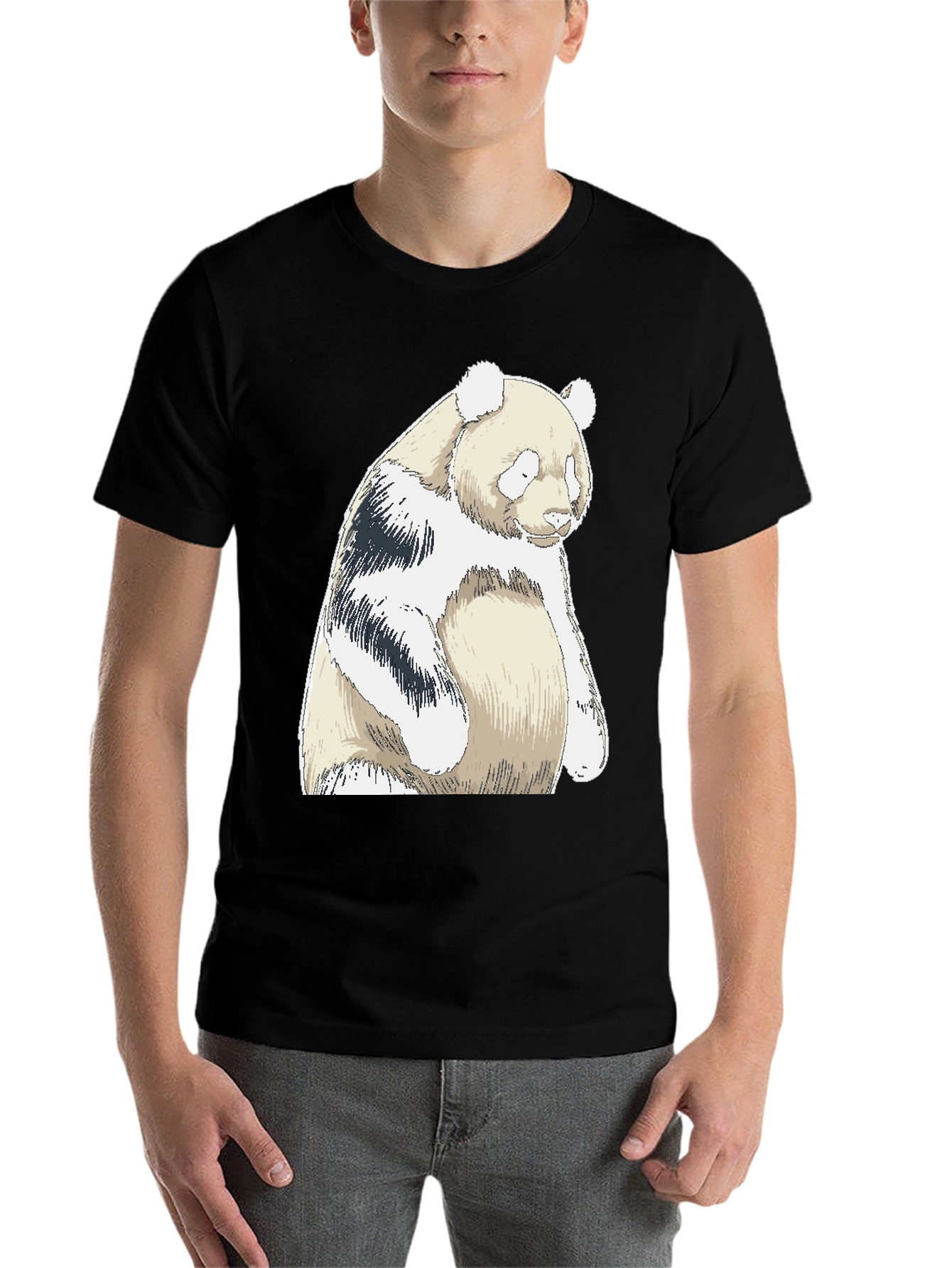 Black Panda Bear Graphic Tee - Black Cotton Blend view 7